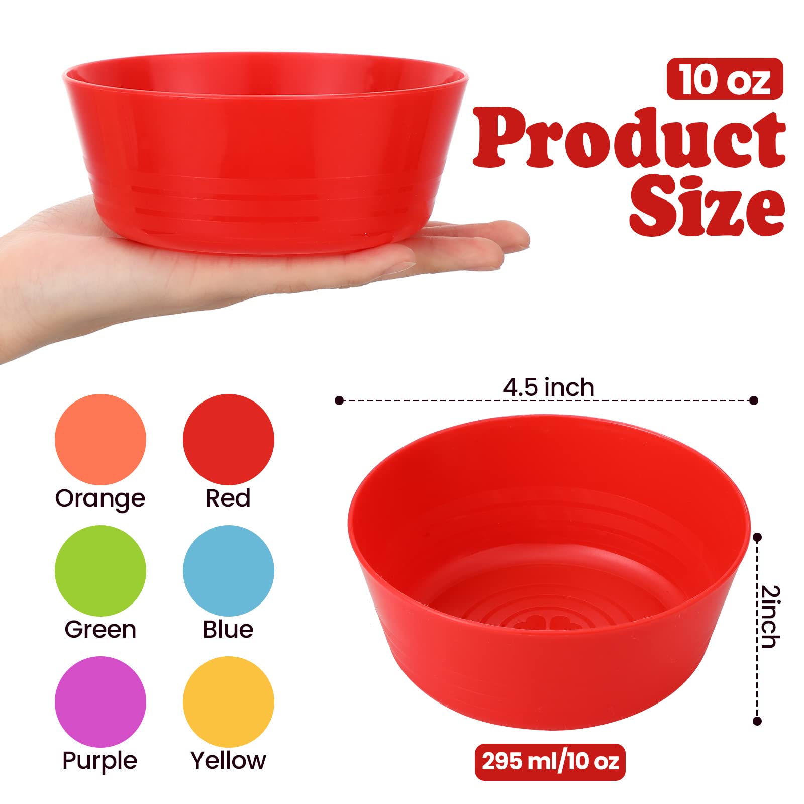 Foaincore Kids Plastic Bowls Plastic 10 Oz Cereal Bowls Snack Bowls Kids Bowls Microwave Dishwasher Safe Toddler Bowls Colorful