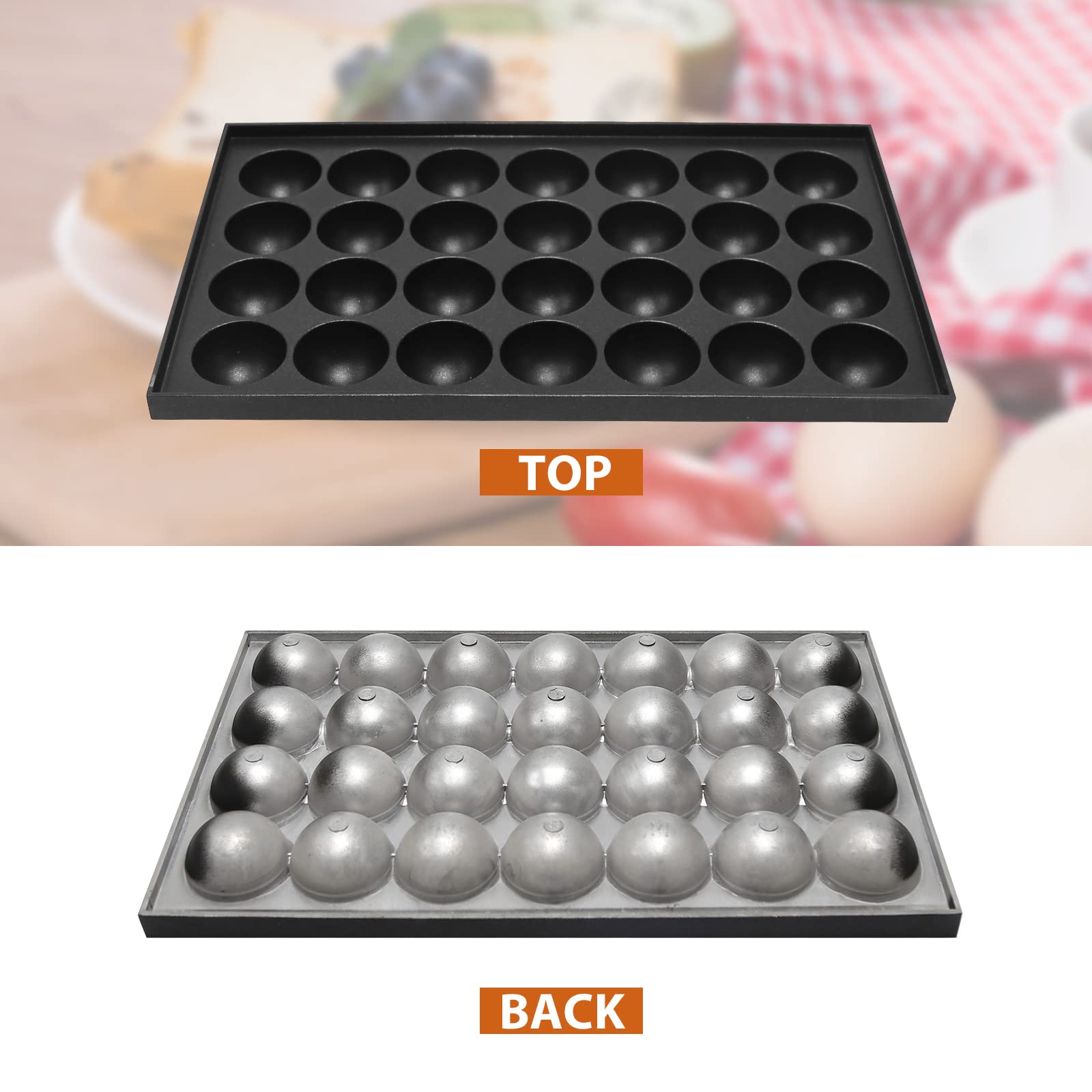 Anxingo Takoyaki Pan - 28 Hole Takoyaki Maker Baking Pan 1.5'' Half Sphere Takoyaki Maker For Baking Cooking,Aluminium