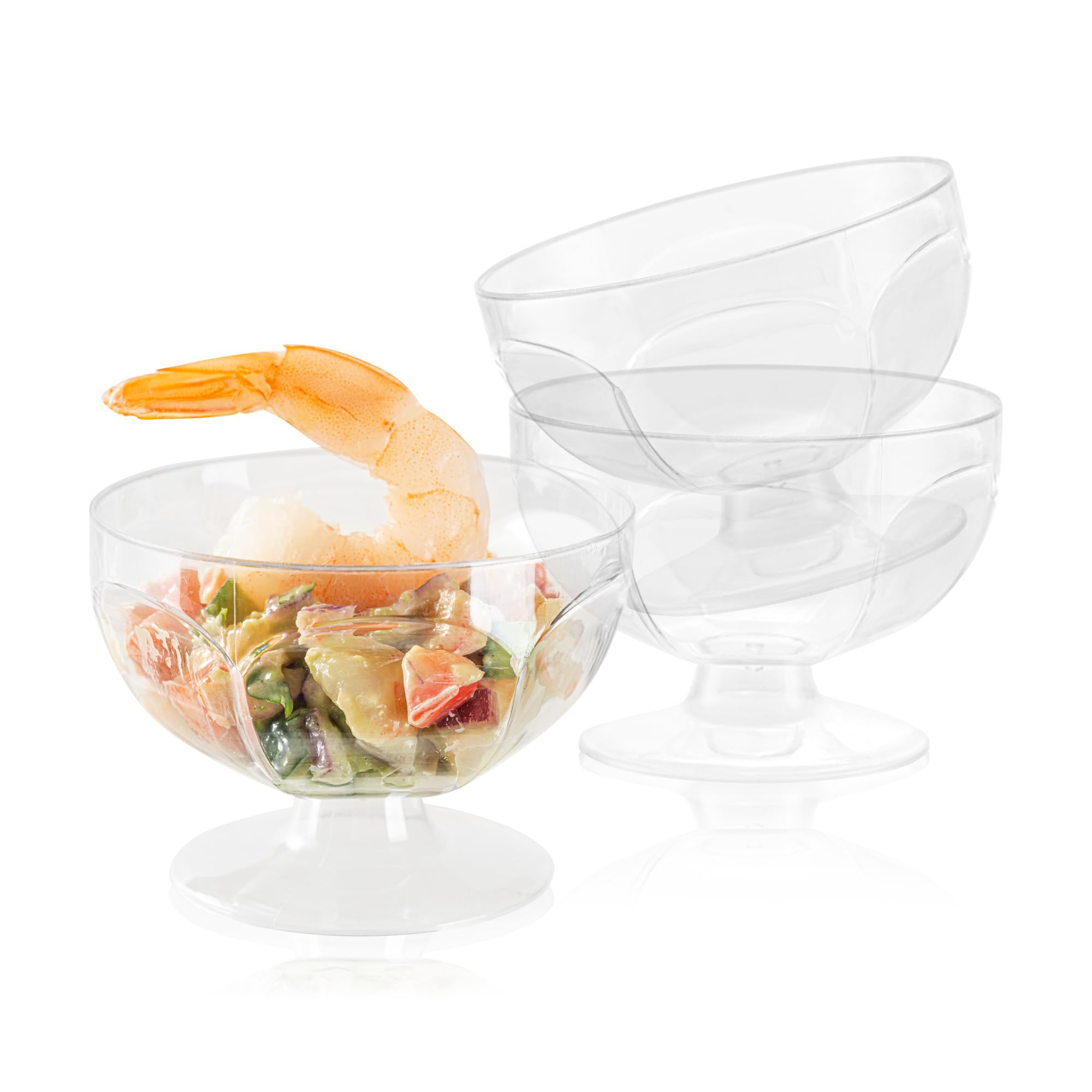 Restaurantware-Mini Serve 3 Ounce Footed Serving Bowls, 100 Disposable Dessert Bowls - Round, Elegant, Clear Plastic Party Bowls