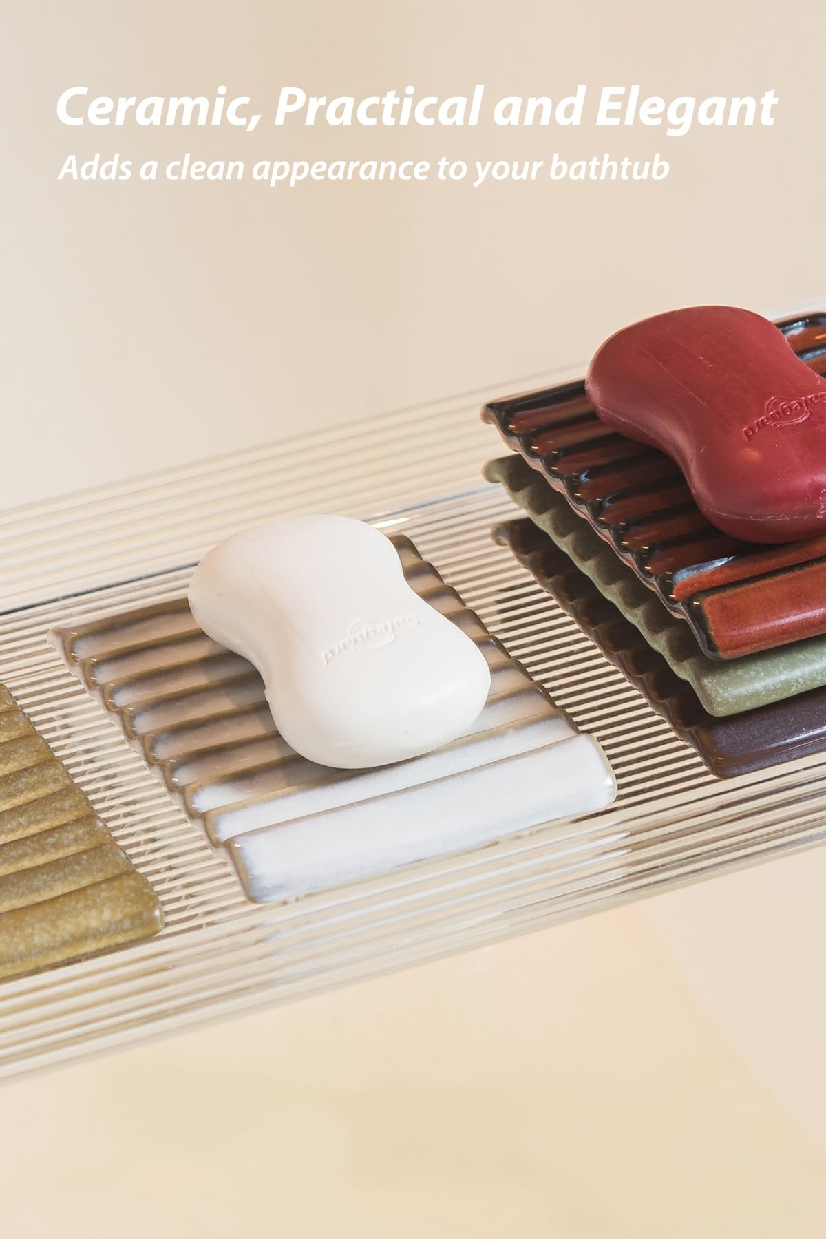 Zoeeker Soap Holder, Ceramic Bar Soap Dishes Soap Saver For Bathroom, Shower, Sink, Kitchen, Countertop, Bath Tub, Keep Soap Bar