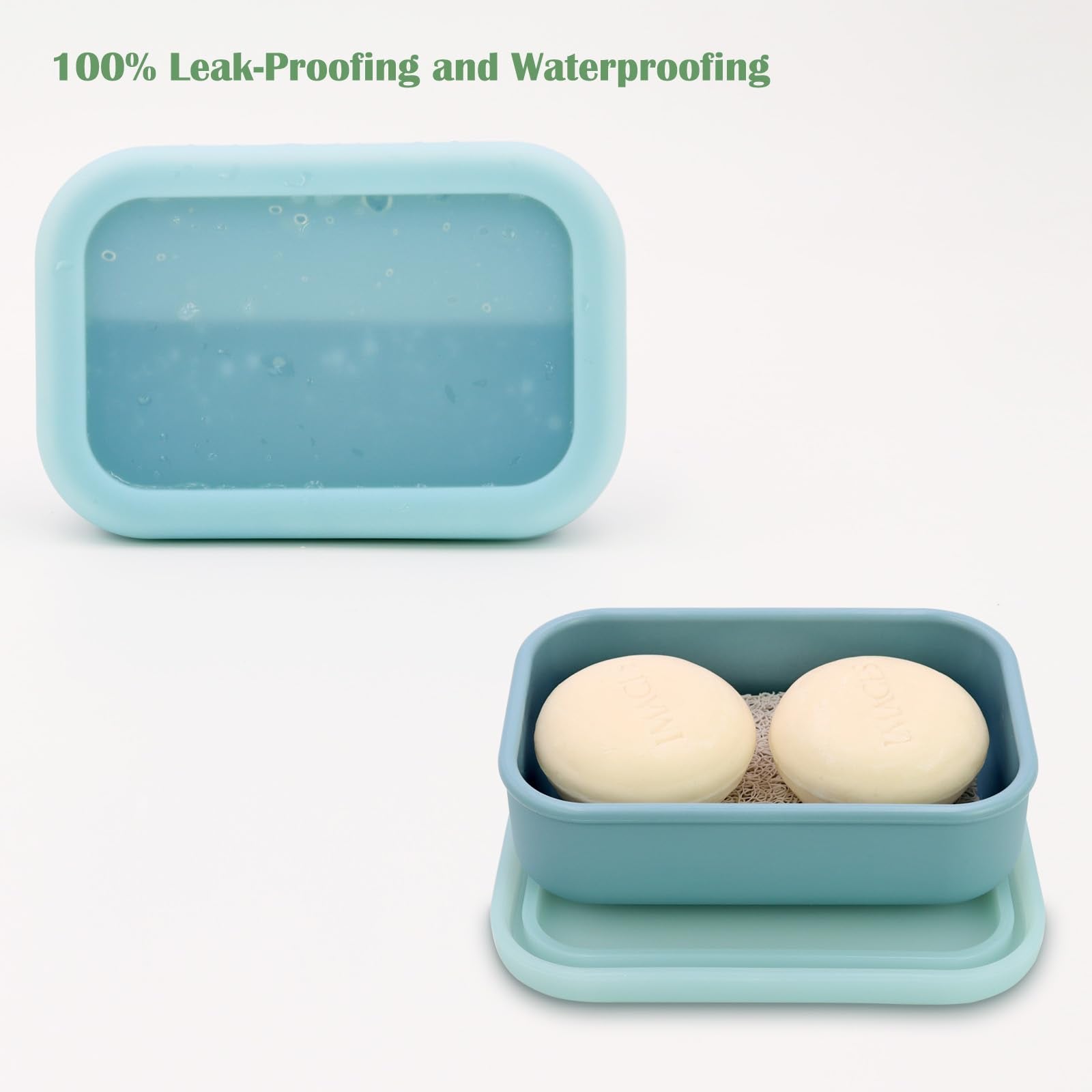 Olamar Solid Shampoo Bar Holder,Silicone Travel Soap Case,Enhanced Leak Proof Soap Container With Drainage Layer Soap Holder, Su