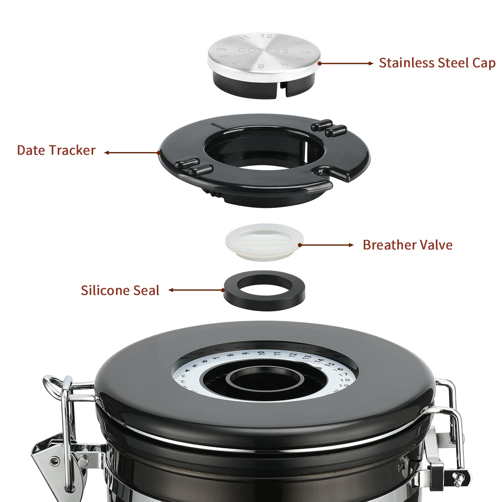 Malmo Gradient Coffee Canister,Airtight Coffee Container With Date Tracker Lid, Stainless Steel Canister For Kitchen Food Storag