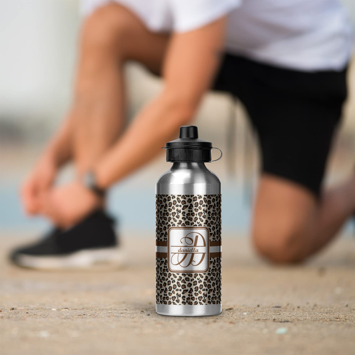 Personalized Leopard Print Water Bottle - Aluminum - 20 Oz