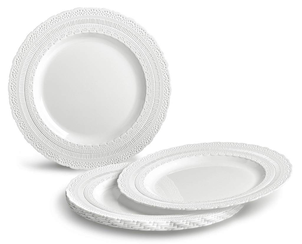 ' Occasions '' 50 Plates Pack (25 Guests)-Extra Heavyweight Vintage Wedding Disposable/Reusable Plastic Plates -25X11'' Dinner