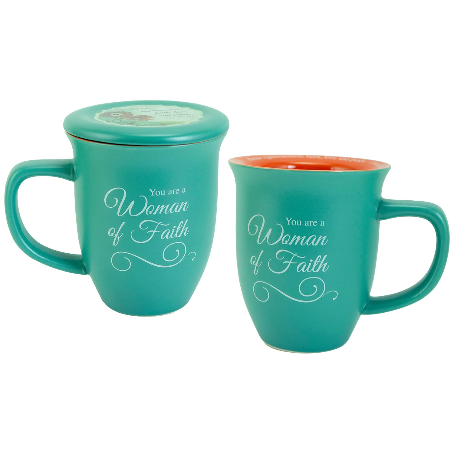 Woman Of Faith Mug And Lid/Coaster Set, Christian Gifts For Women, 14-Ounces, Microwave And Dishwasher Safe, By Abbey & Ca Gift