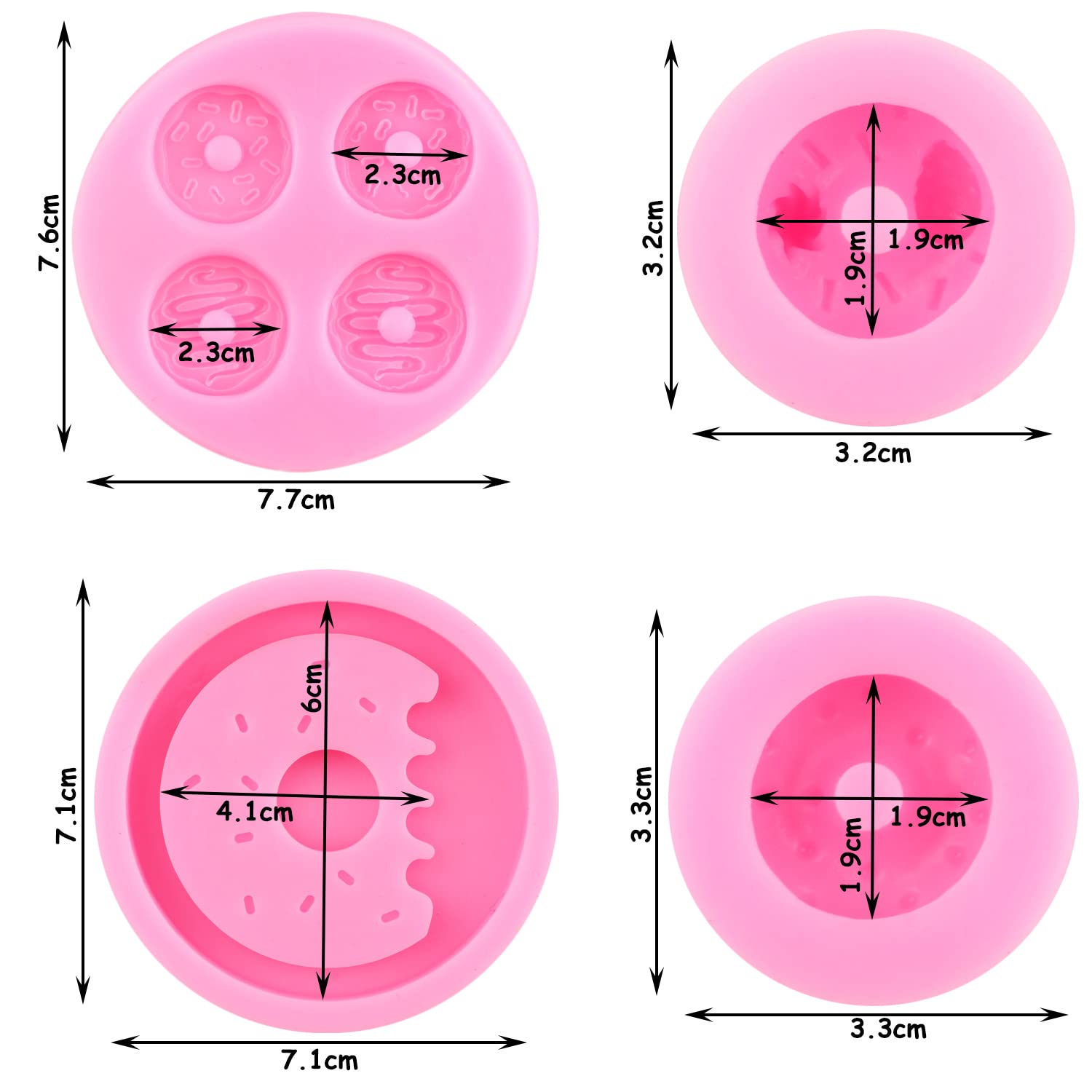 Zixiang Donut Silicone Mold Doughnut Fondant Molds For Cake Decorating Cupcake Topper Gummy Candy Chocolate Gum Paste Polymer Cl