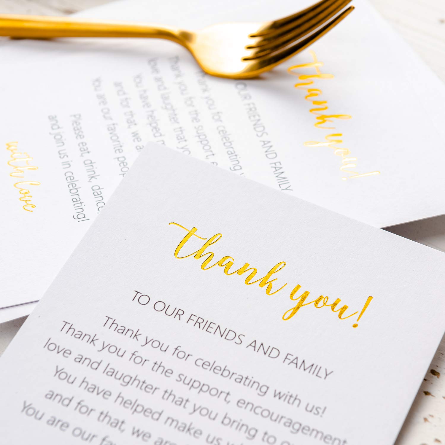 Crisky 50 Pcs Wedding Thank You Place Setting Cards, Foil Gold Thank You, Chic And Elegant Wedding Table Centerpieces And Weddin