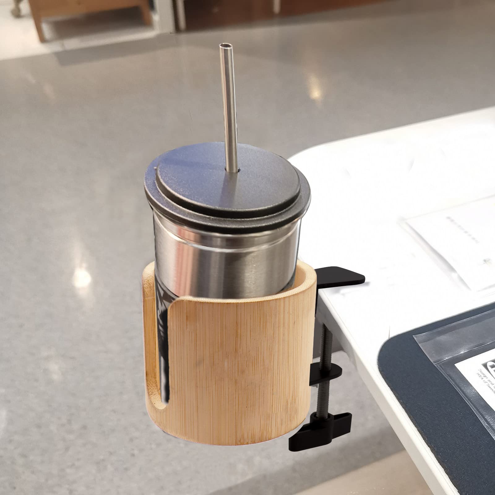 Desk Cup Holder, Anti-Spill Cup Holder For Desk, Table Edge Clamp Cup Holder Desk Side Drinking Cup Holder Clip For Home Office