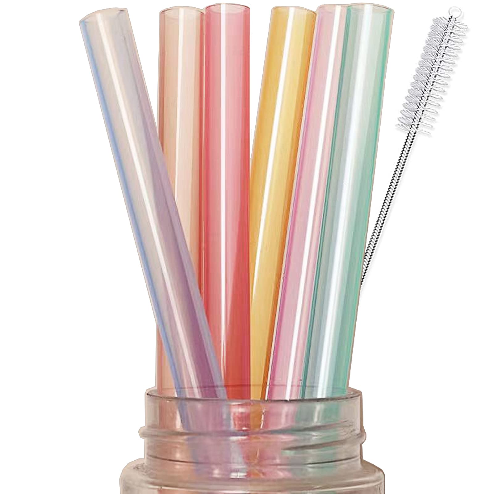 Xeahung Set Of 6 Clear Silicone Drinking Straws Reusable Silicone Straws Reusable 10 Inch Silicone Straws For Drinking (Mixed Co