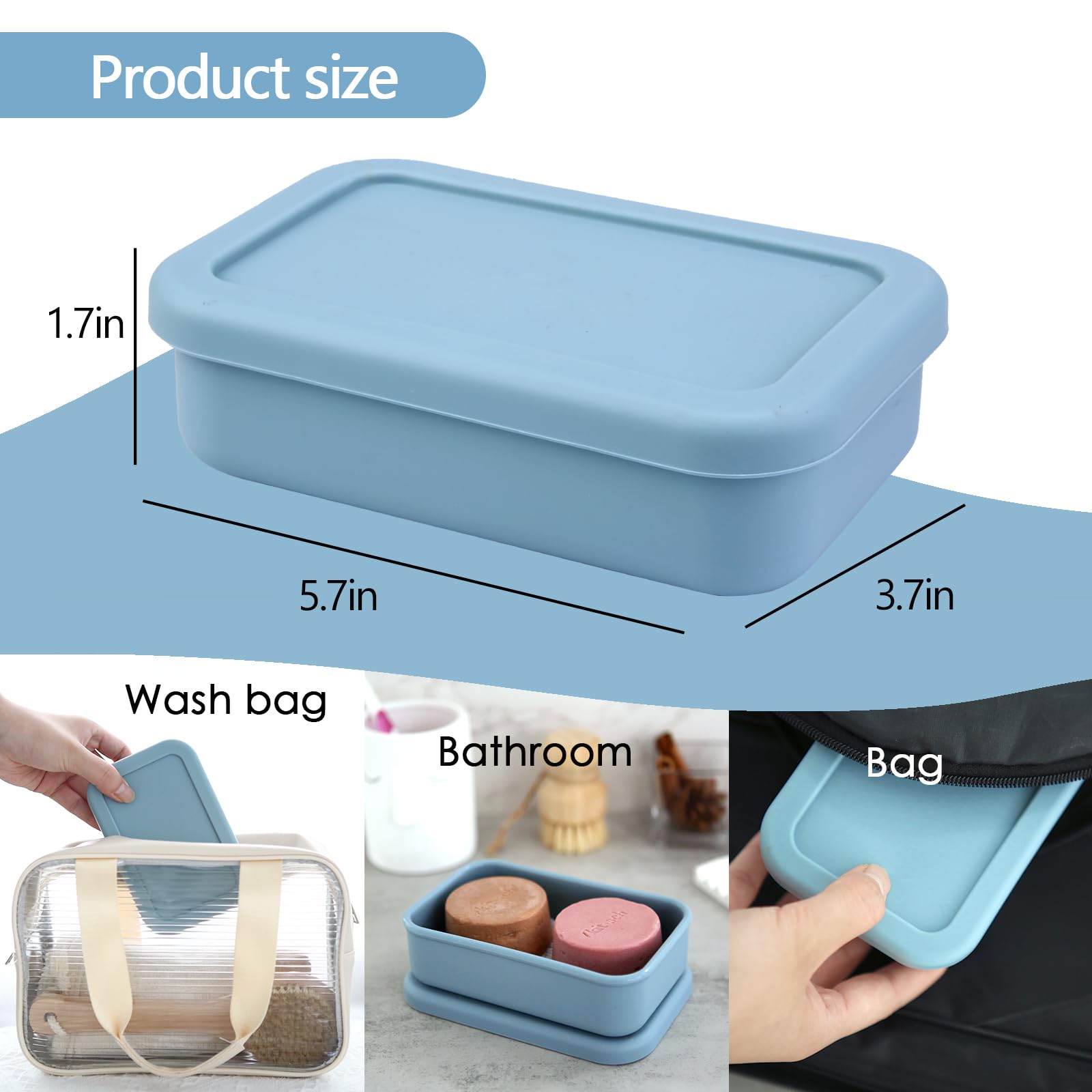 Travel Soap Case, Silicone Travel Soap Container, Leakproof Soap Holder With Lid, Shatterproof Shampoo Bar Holder For Bathroom,