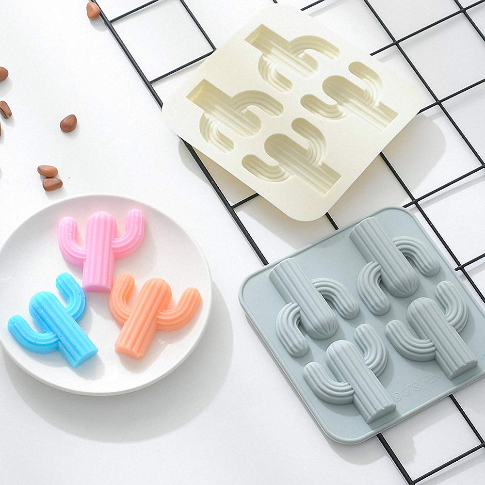 Moldfun 2-Pack Cactus Ice Cube Tray Cacti Silicone Molds For Diy Chocolate Candy Gummy Gelatin Jello Jelly Baking Cake Soap Cray