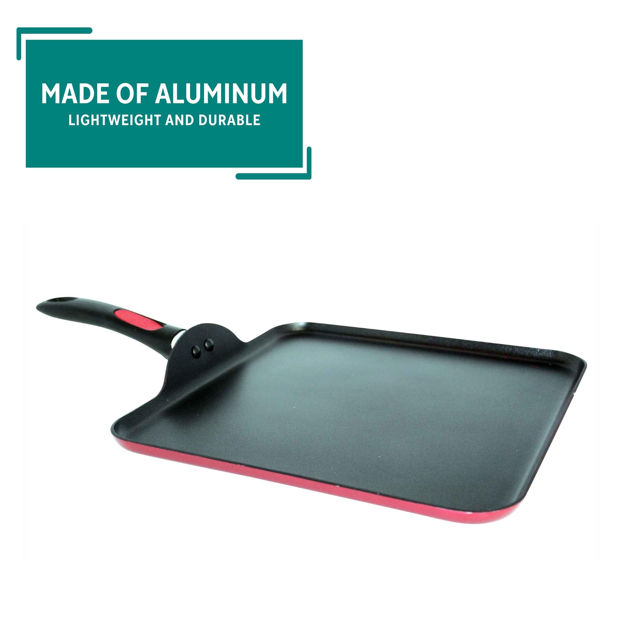 Mirro A79613 Get A Grip Aluminum Nonstick Griddle Cookware, 11-Inch, Red