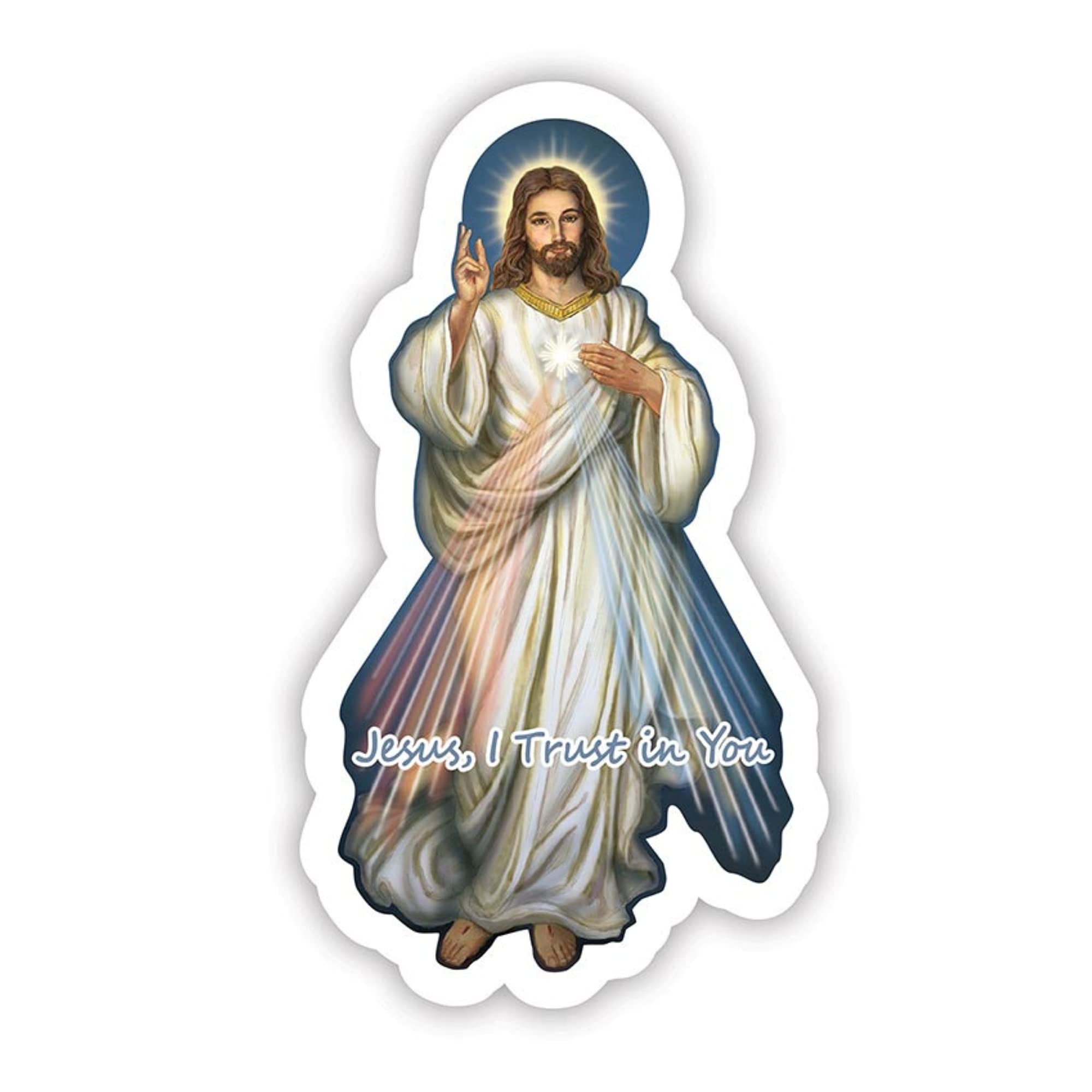 Religious Magnetic Decal For Cars, Refrigerators, And Whiteboards, Magnet For Catholic Gift Basket, 4.5 Inches (Divine Mercy)