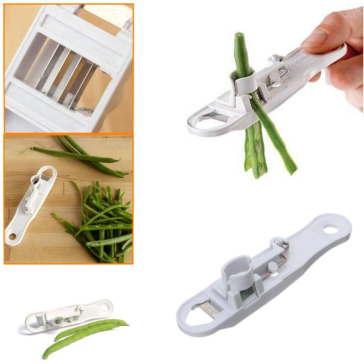 KUJOBUY French Bean Slicer - Portable Green Bean Peeler, White, French Cut Model