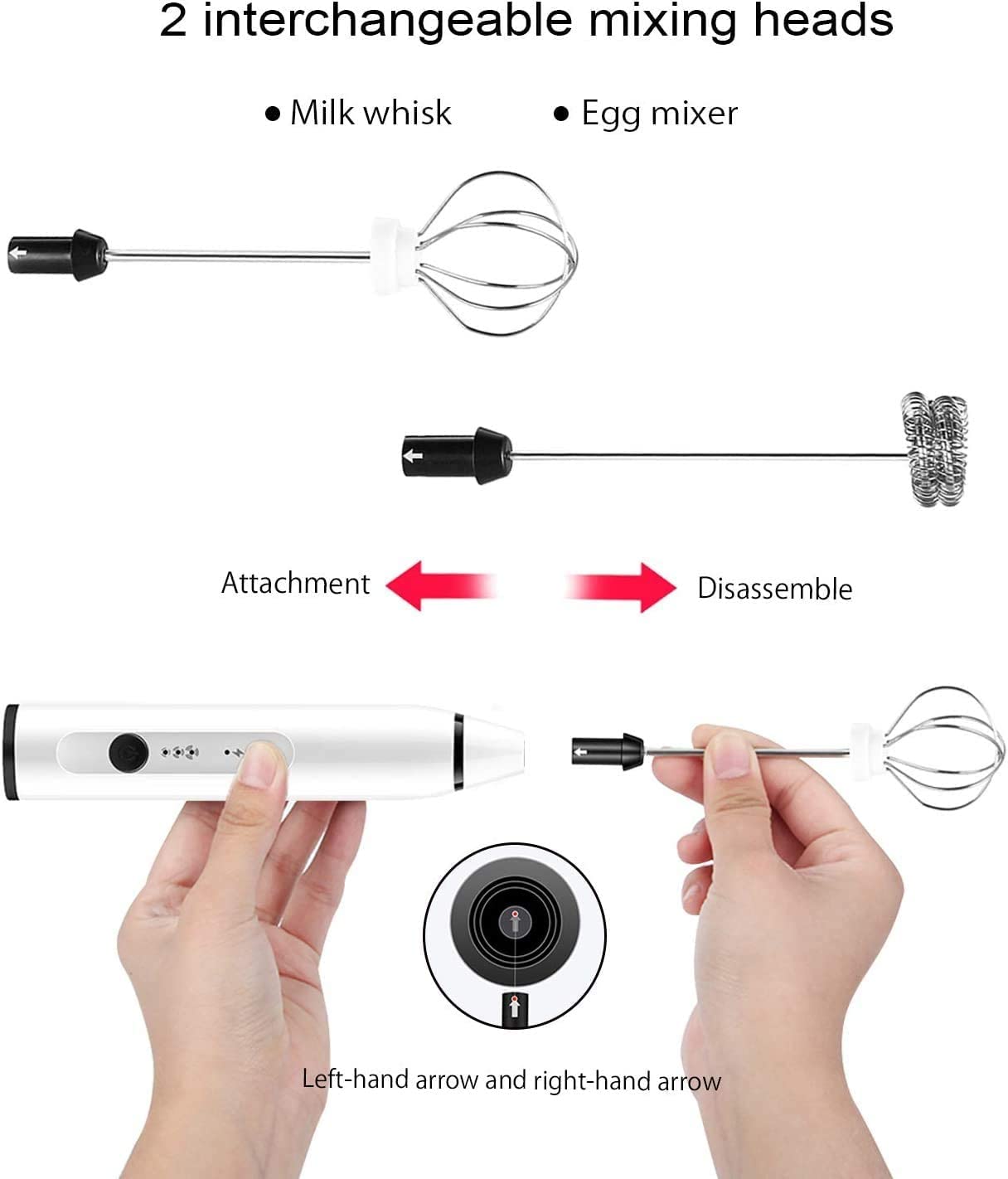 Rechargeable Milk Frother Handheld Electric Foam Maker with 2 Stainless whisks  3-Speed Adjustable Mini Blender Perfect for bulletproof coffee Egg Mix  Latte Coffee Cappuccino  Hot Chocolate Matcha