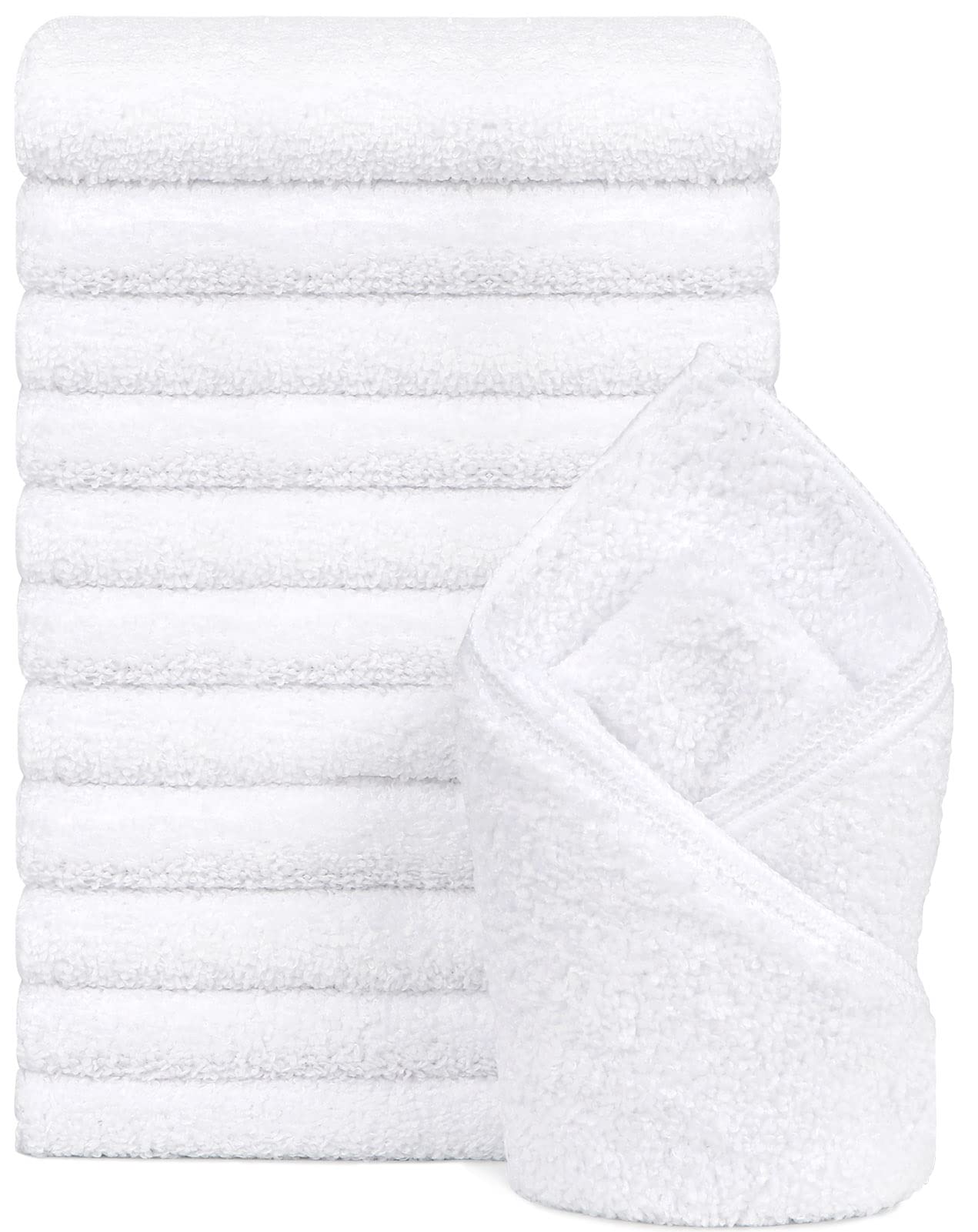 Orighty 12-Pack White Hand Towels - Quick Drying & Absorbent Microfiber Gym Towels 16X28 Inches - Lightweight & Thin White Yoga