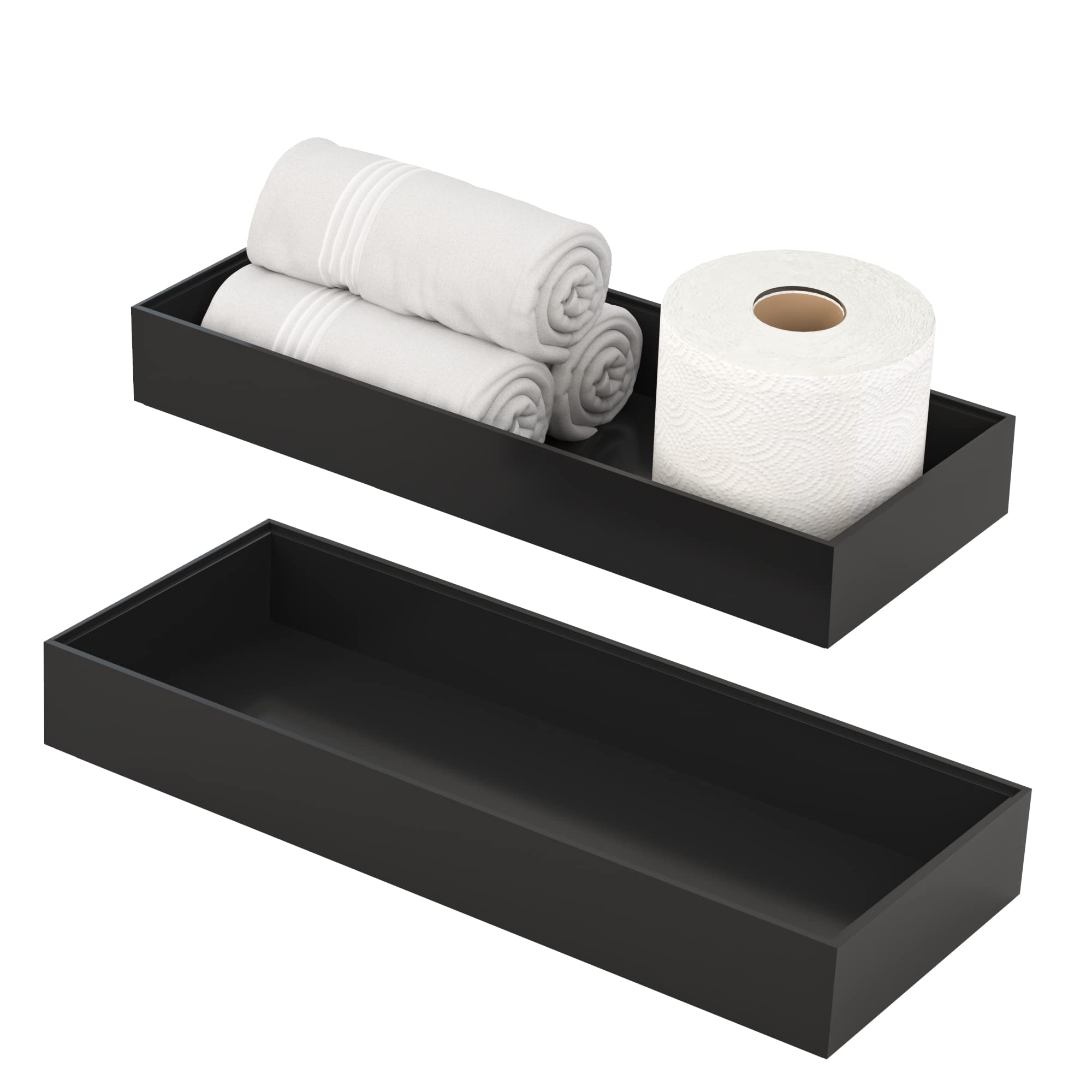 Toilet Tank Tray For Modern Black Bathroom Decor Set Of 2 Toilet Tank Topper Paper Storage Decorative Organizer Box Wood Vanity