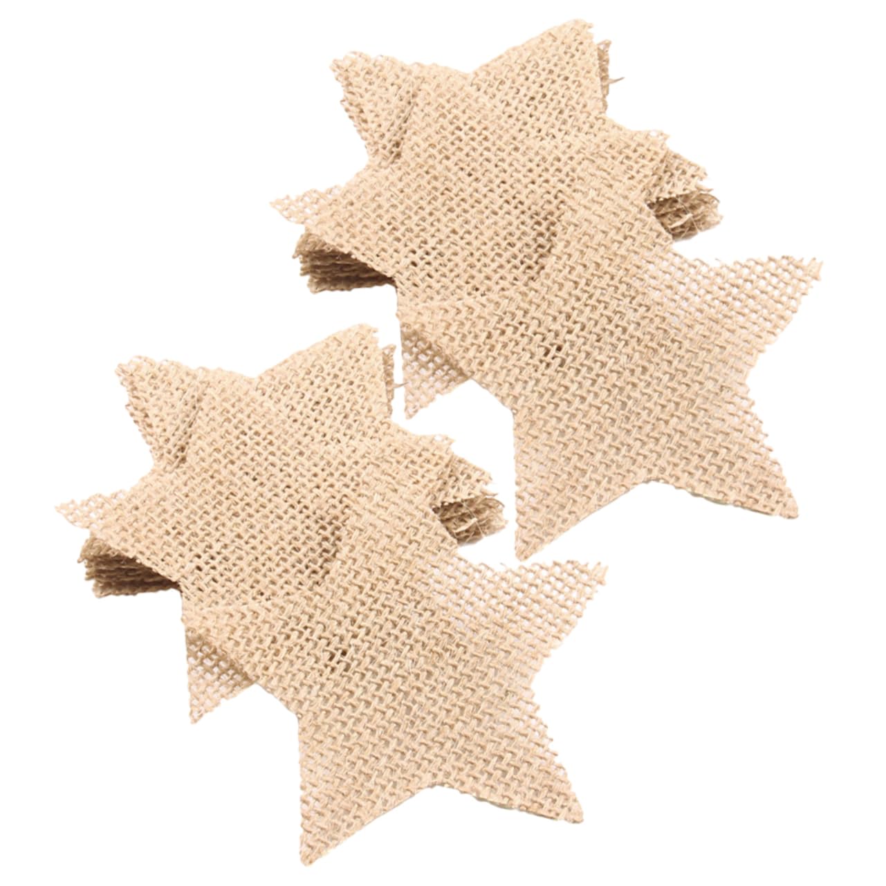 IWOWHERO 20pcs Burlap Star Cutouts for Crafts Unfinished Christmas Ornaments DIY Decorations for Tree Wall and Window Vintage Ru
