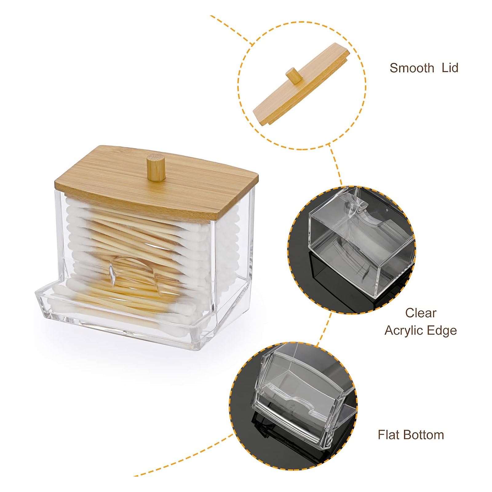Hipiwe Acrylic Q-Tip Holder With Lid - Clear Q-Tips Dispenser Bathroom Containers Canister Cotton Swab Holder Bathroom Counterto