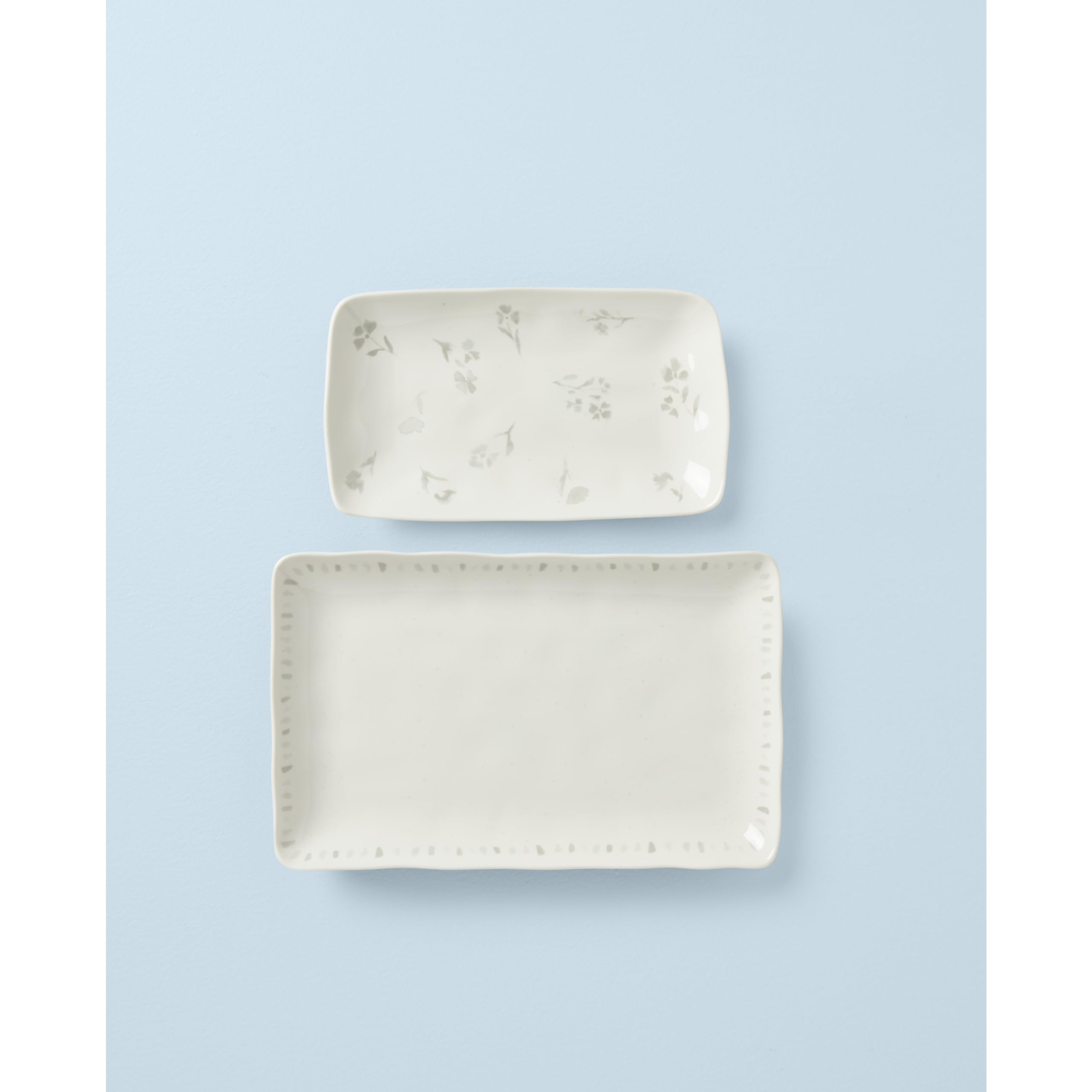 Lenox Oyster Bay 2-Piece Nesting Serving Platters, 3.40 Lb, White