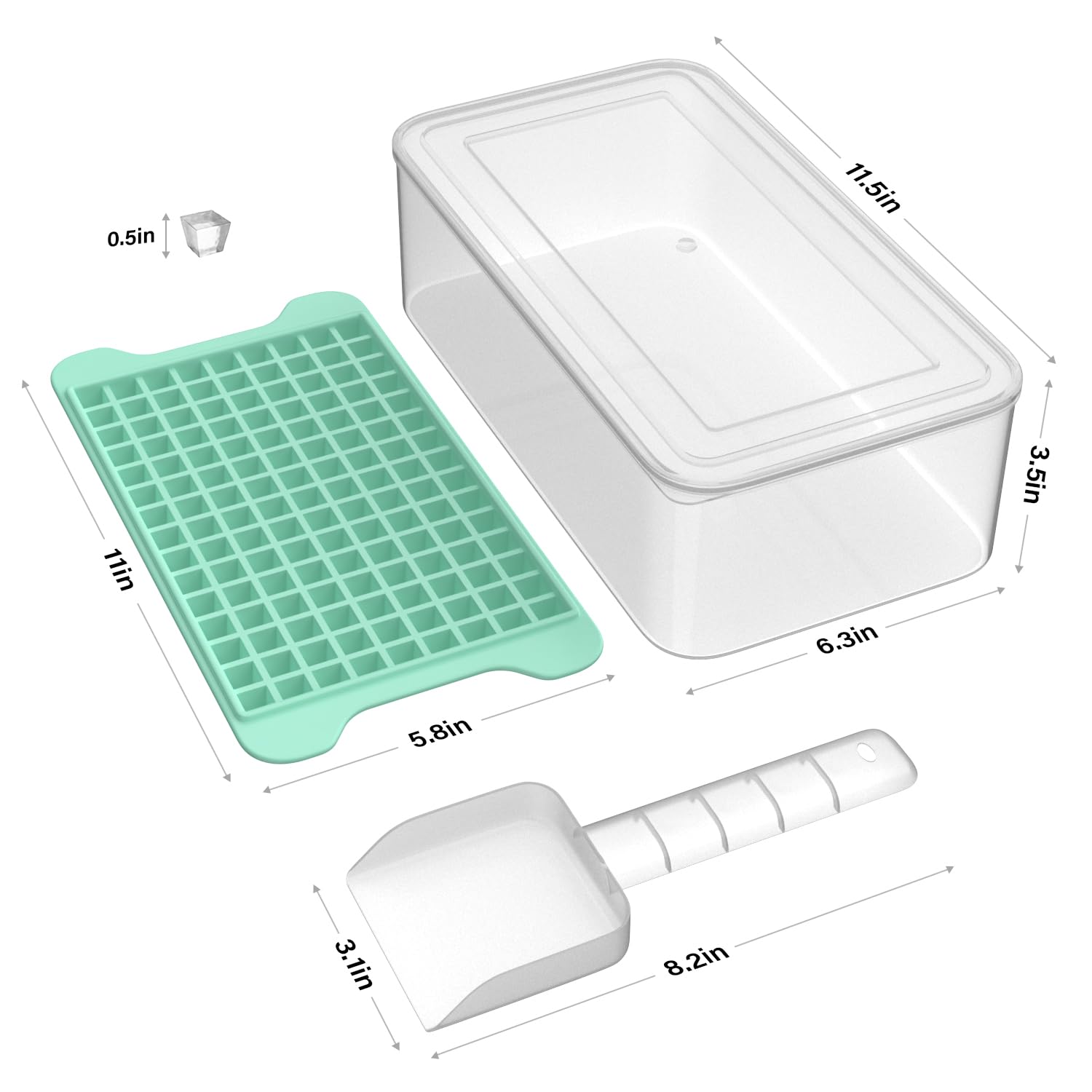 Mini Ice Cube Tray For Freezer: Fddbi Small Ice Trays For Freezer With Bin - 135  4Pcs Easy Release Nugget Ice Tray - Crushed Ic