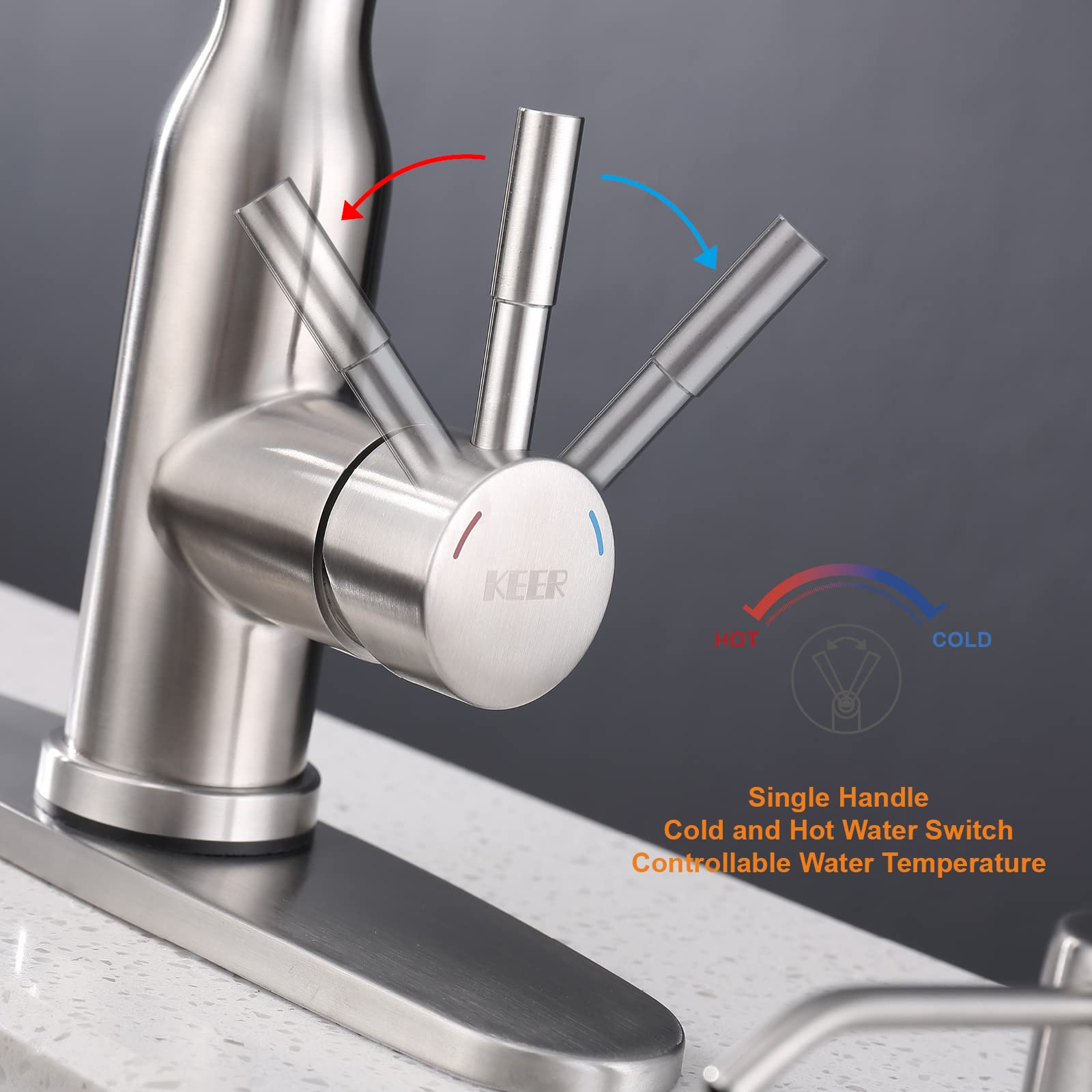 Touch Kitchen Faucet,Keer Smart Kitchen Sink Faucet With Pull Down Sprayer, Touch On Activated Kitchen Bar Sink Faucet Brushed N