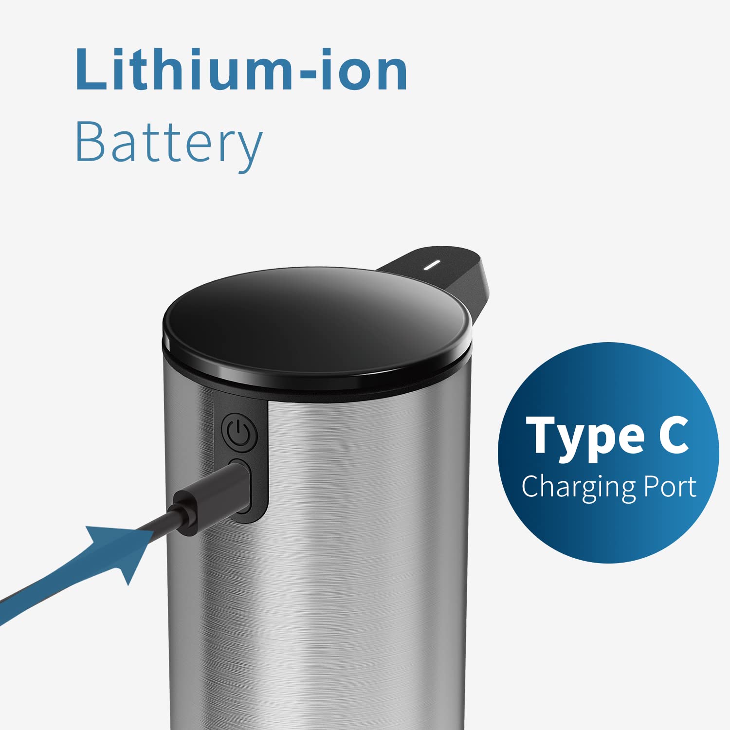 AIKE 9.5 oz. Rechargeable Automatic Sensor Liquid Soap Dispenser Pump  Brushed Stainless Steel  Model AK1333