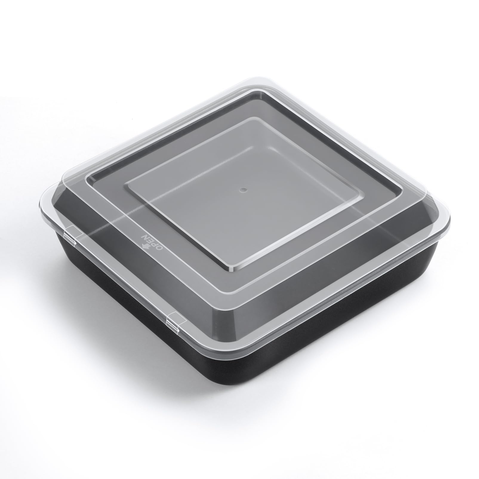 Teamfar Square Baking Pan, 8Inch Cake Pan With Lid With Stainless Steel Core & Nonstick Coating, For Baking Roasting, Nontoxic -