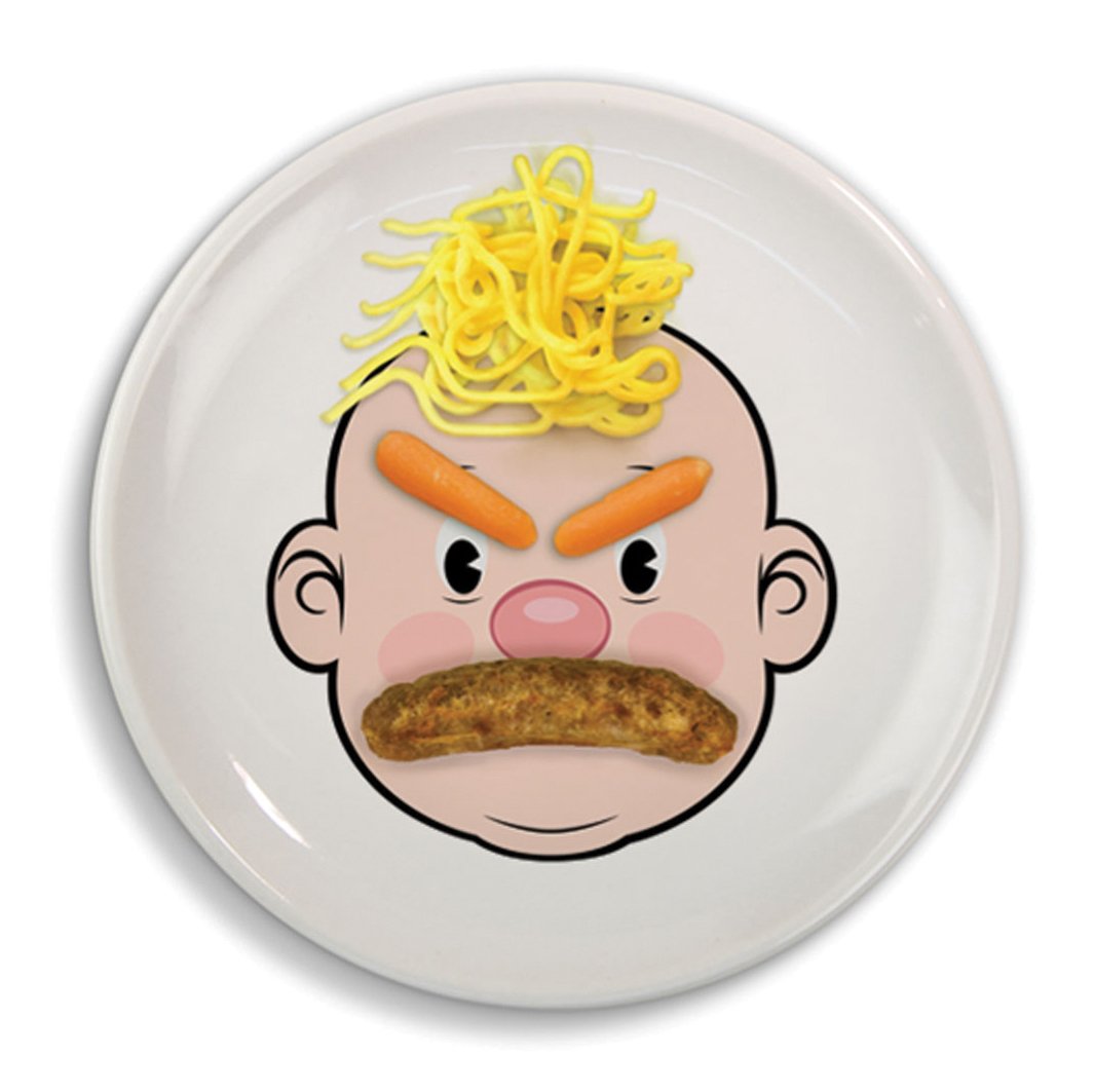 Genuine Fred MR. FOOD FACE Kids' Ceramic Dinner Plate - White/Ivory, Fun Design, Perfect for Children's Meals
