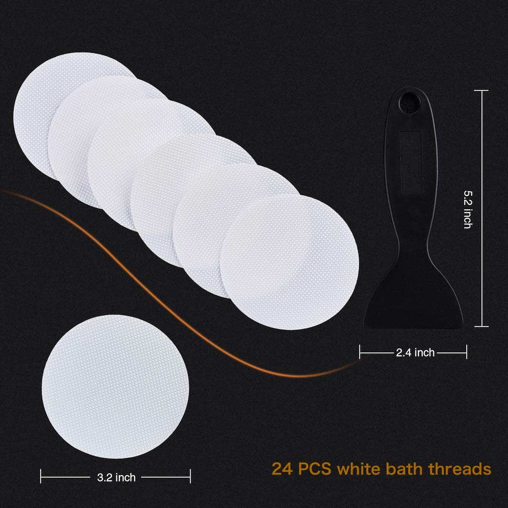 Secopad 36Pcs Bathtub Stickers Non-Slip, Safety Shower Treads Adhesive Appliques With Premium Scraper (White)