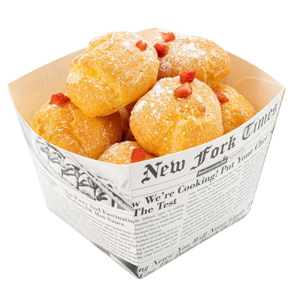 Restaurantware Bio Tek 4.3 X 4.3 X 3.2 Inch Snack Boxes 200 Pe Coating Treat Boxes - Sturdy Disposable Newsprint Paper French Fr