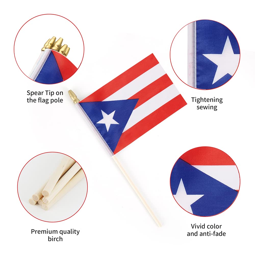 Ckexin 25Pack Small Puerto Rico Flag Handheld Mini Puerto Rican Flag On Stick 5X8 Inch