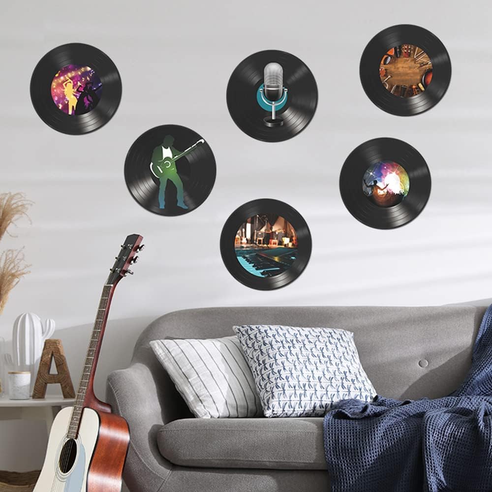 Wrtmyr 6 Pack Blank Vinyl Records Decor, 11'' Wall Collage Kit Aesthetic Pictures, Cd Album Cover Posters Bedroom Decor For Teen