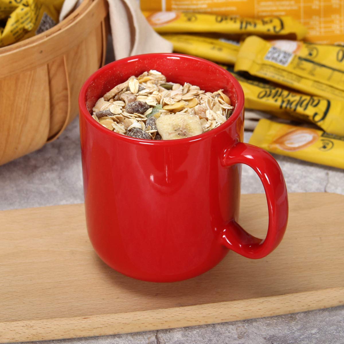 Smilatte 20 Oz Large Coffee Mug, M016 Plain Ceramic Boss Big Tea Cup With Handle For Dad Men, Red