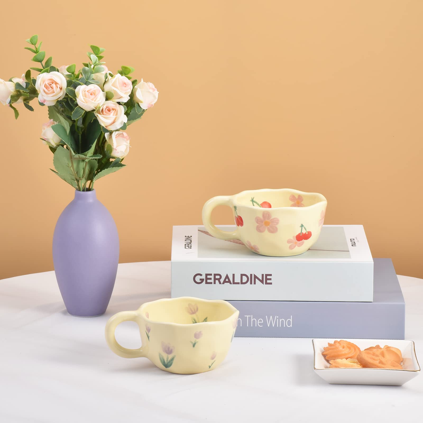 Koythin Ceramic Coffee Mug, Creative Flower Cup For Office And Home, Dishwasher And Microwave Safe, 8.5 Oz/250 Ml For Latte Tea