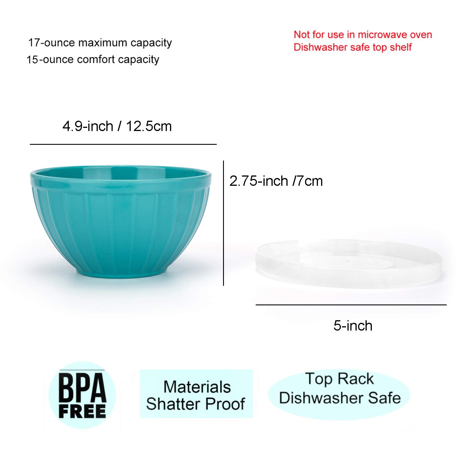 Kx-Ware Melamine Bowls With Lids - 15Oz 5-Inch Cereal/Salad/Prep Bowls, Set Of 6 In 6 Assorted Colors | Shatter-Proof And Chip-R