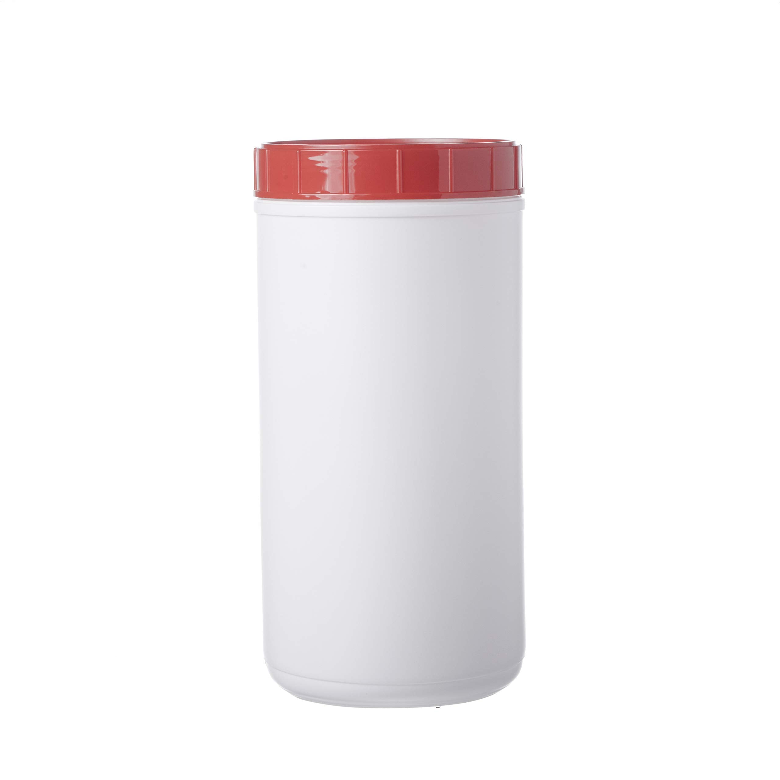 Consolidated Plastics 42598 HDPE Canister, White Canister/Red Lid, 100 oz., 12 Piece
