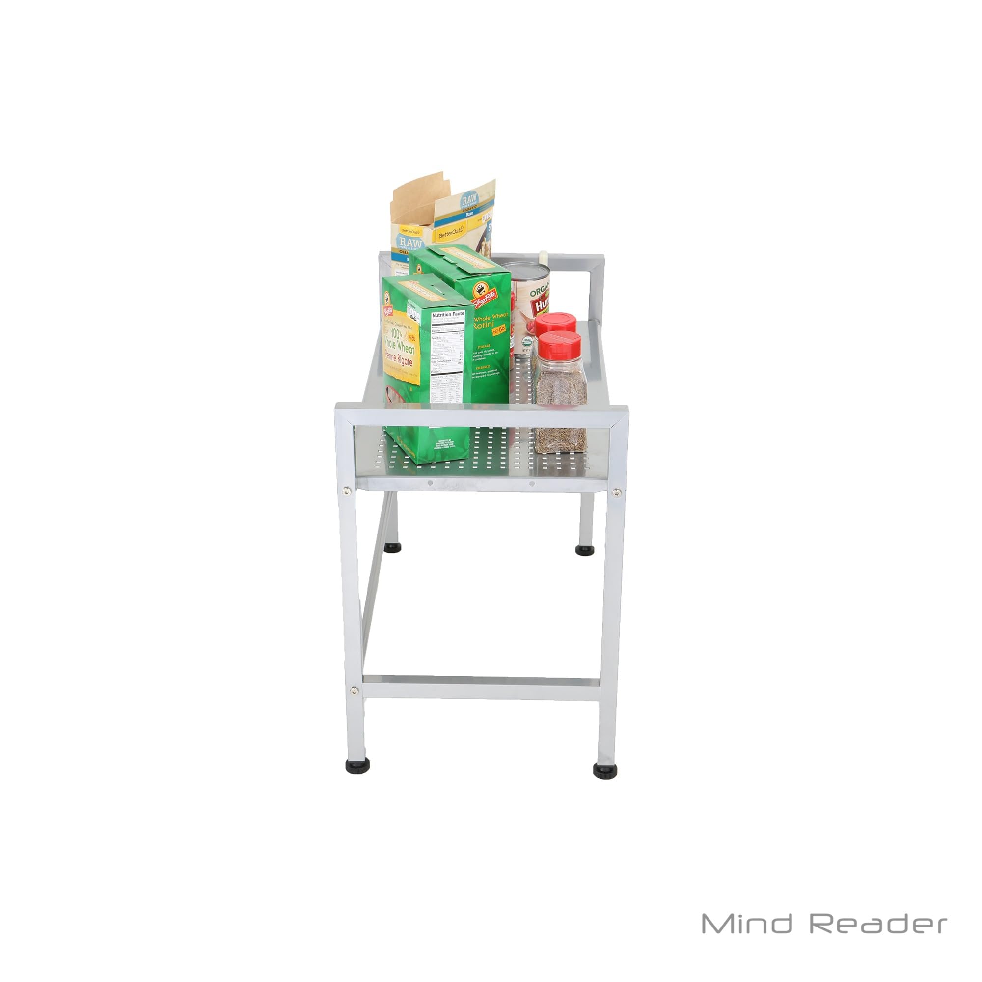 Mind Reader Kitchen Storage, Microwave Stand, Shelf Organizer, Rack Shelf, Metal, 23.75''L X 12.75''W X 18.75''H, Silver