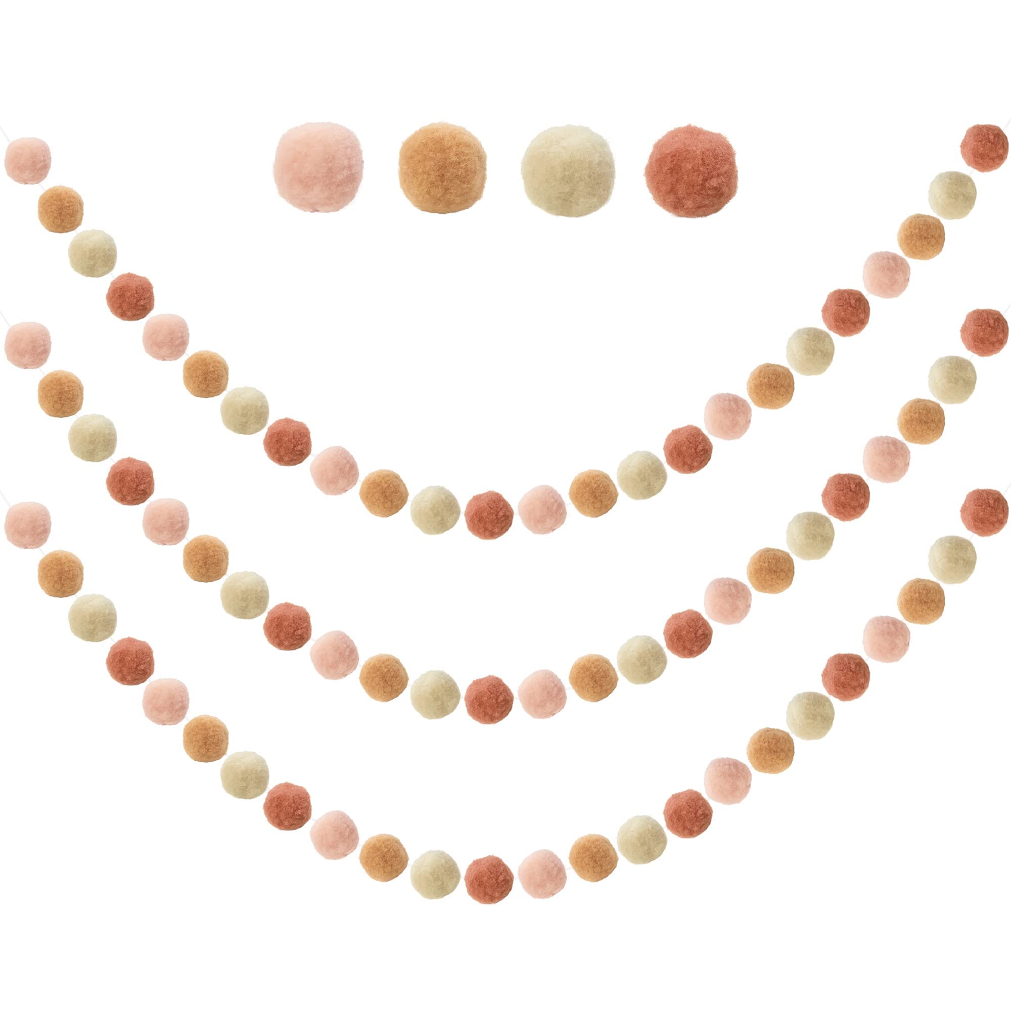 3 Pcs Felt Ball Garland - Pom Pom Garland - 9.8 Feet 36 Balls 4 Pastel Colors Pom Pom Decorations Nursery Decor Bunting Birthday