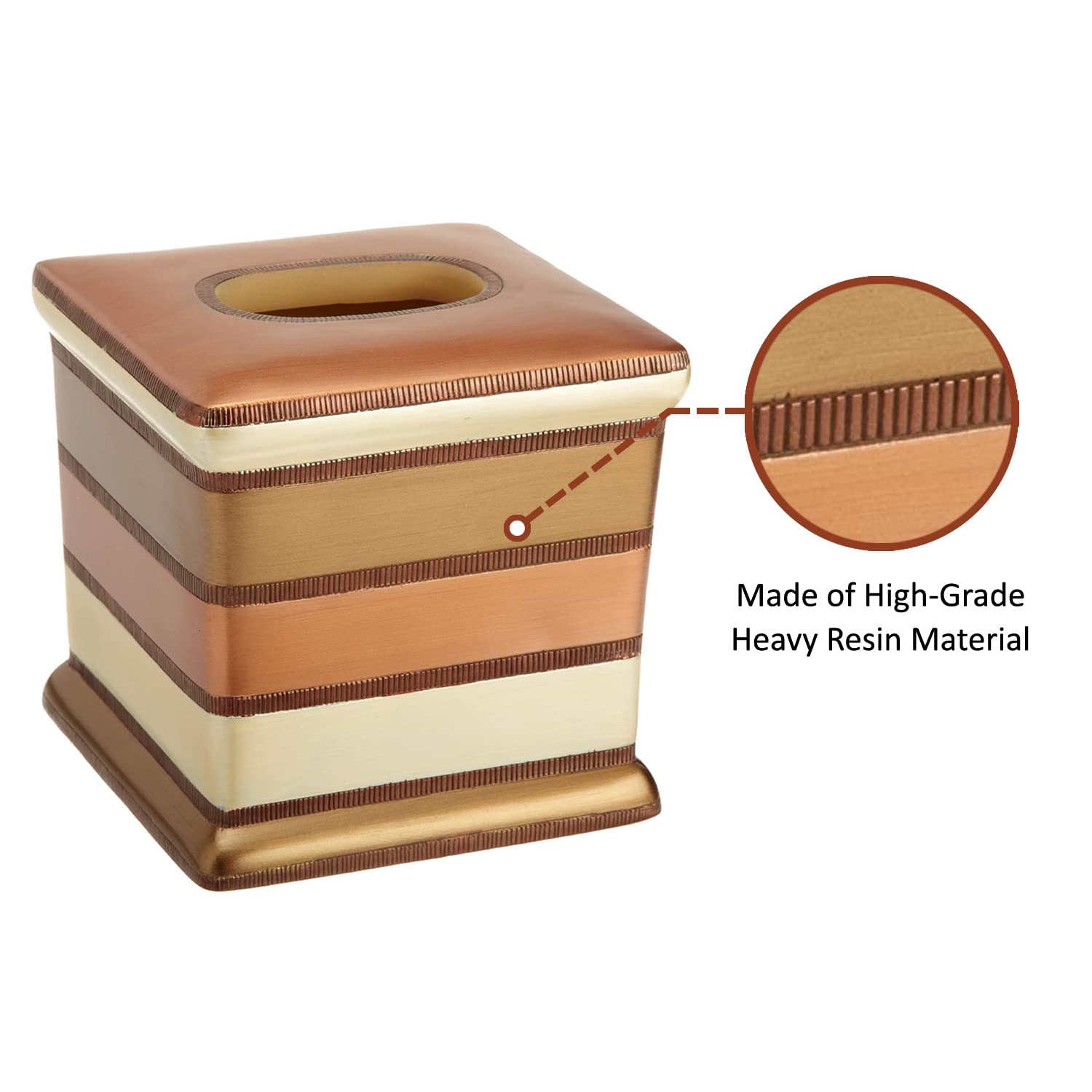 Zahari Home 2pc Contempo Luxury Bath Accessories Set Waste Basket & Tissue Box Modern Classic Contemporary Decorative Beautiful Designs Stylish Bathroom Accessories Set