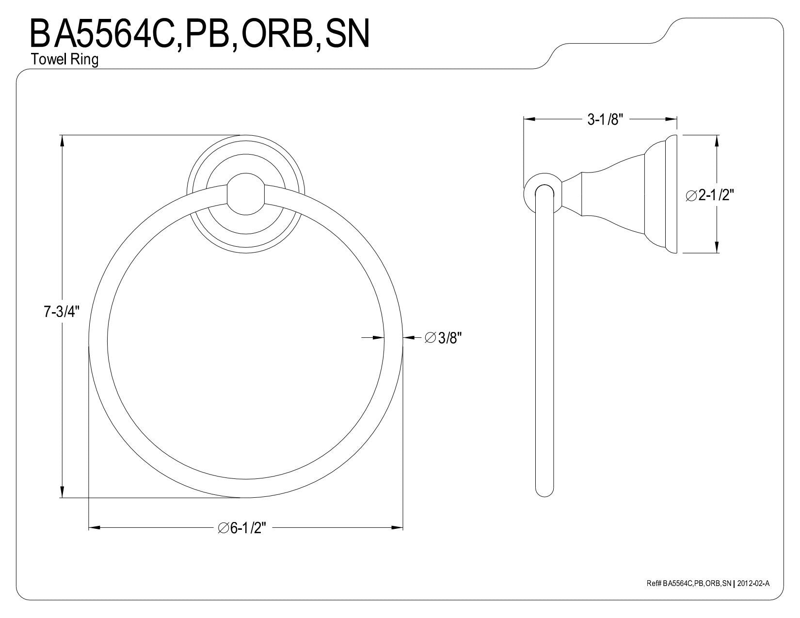 Kingston Brass BA5564SN Royale Towel Ring  Brushed Nickel