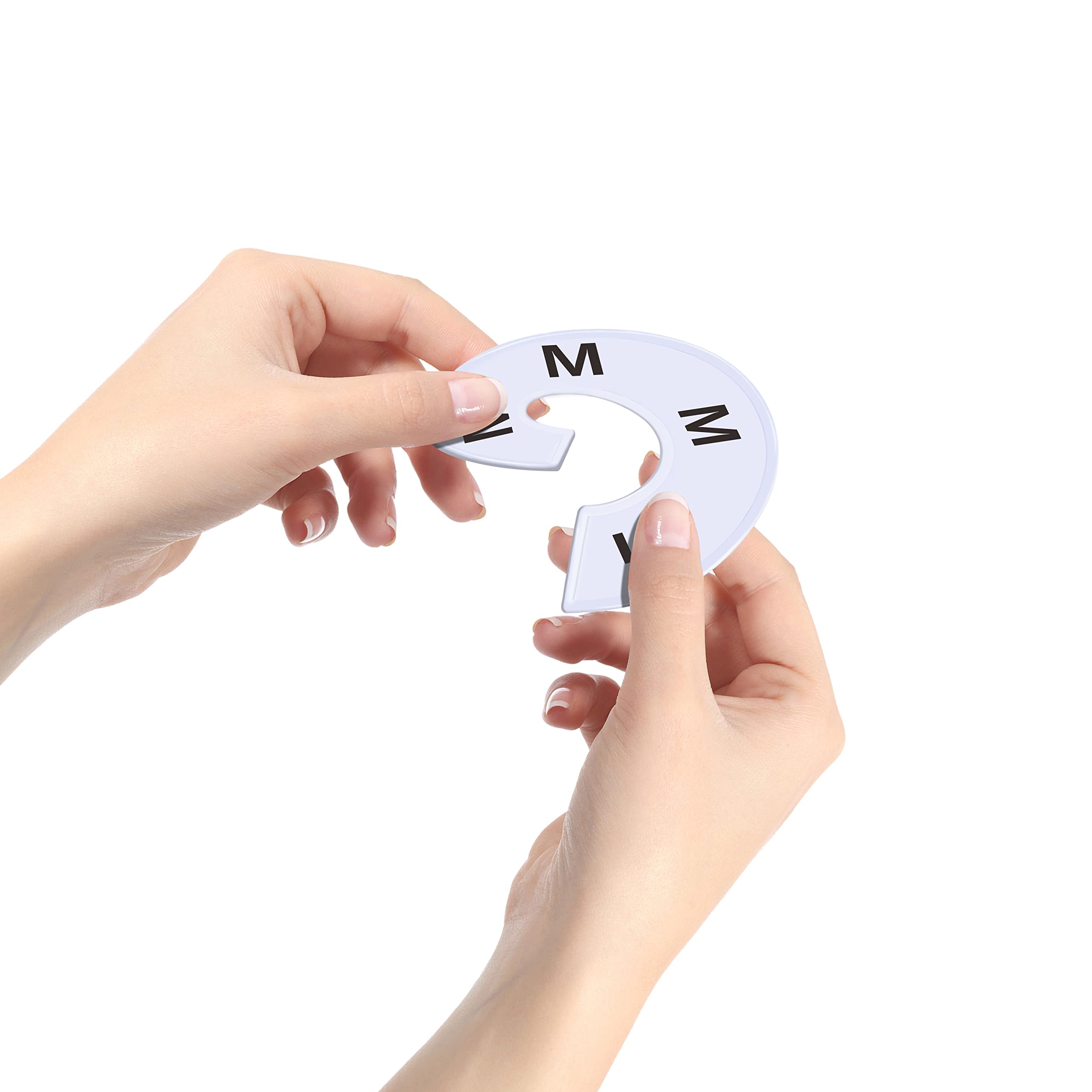 Vantasii 40 Pack Round White Plastic Clothing Size Closet Rack Dividers Hangers, Preprinted In 8 Sizes Xxs, Xs, S, M, L, Xl, Xxl