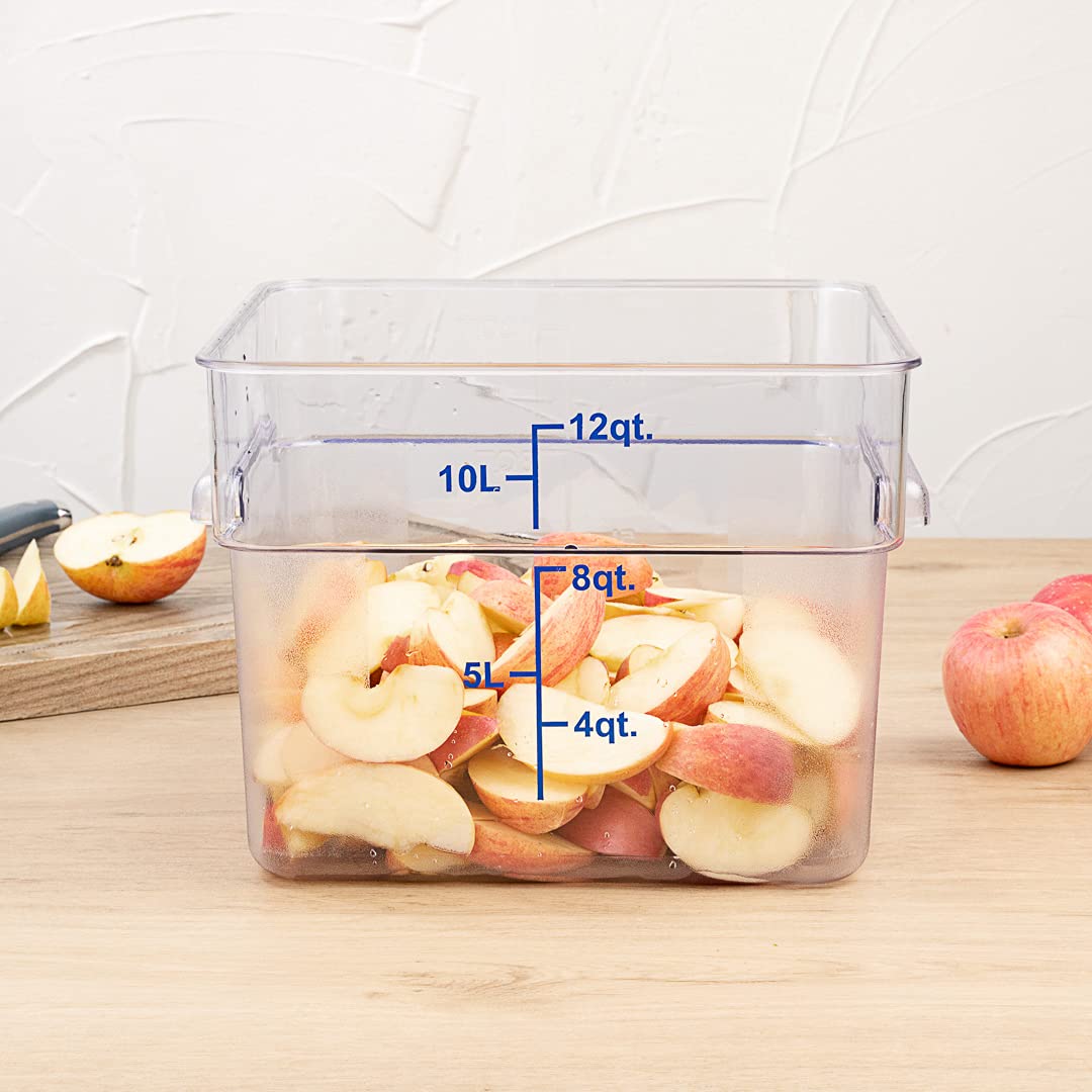 Restaurantware Met Lux 12 Quart Brine Bucket, 1 Square Marinating Container - With Volume Markers, Built-In Handles, Clear & Blu