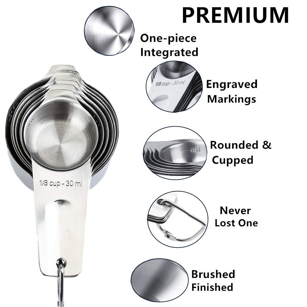 Measuring Cups,Stainless Steel Measuring Cup Food Grade Measuring Cup For Kitchen Cooking And Baking (Set Of 7)