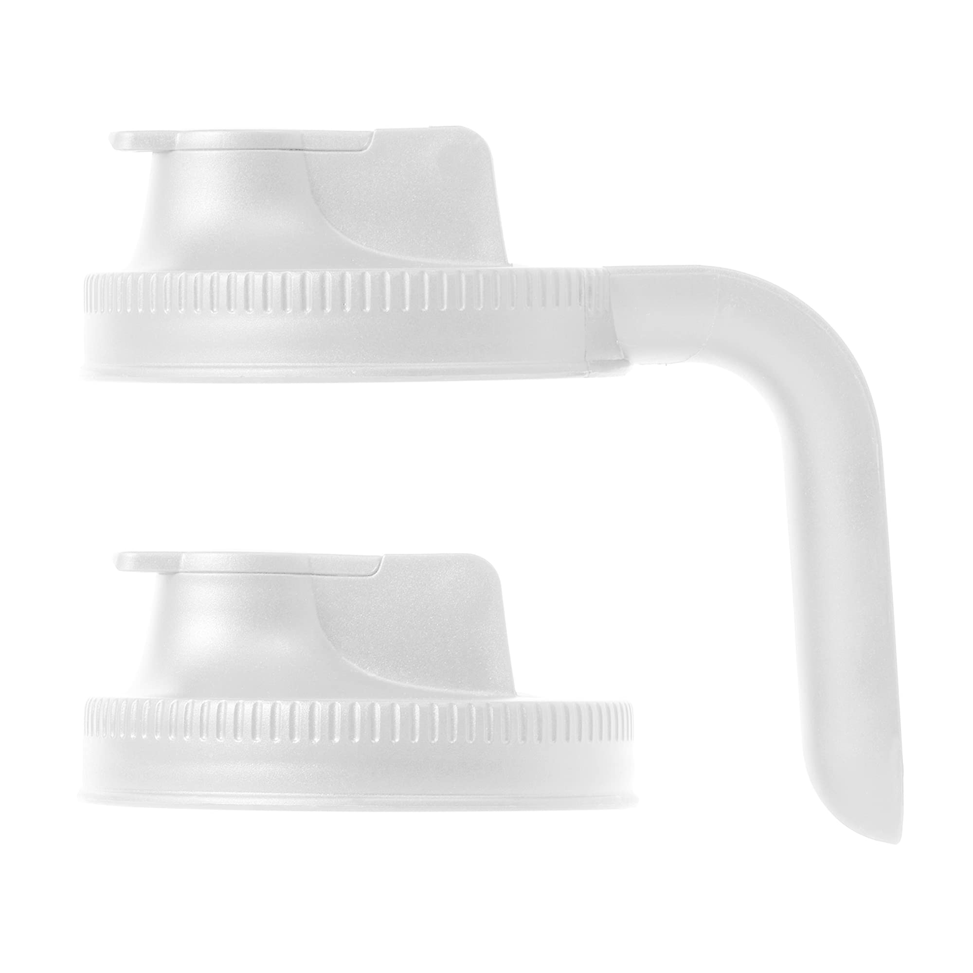 Jarware 82689 White Spout Mason Jar Lid With And Without Handle, Wide Mouth, Set Of 2