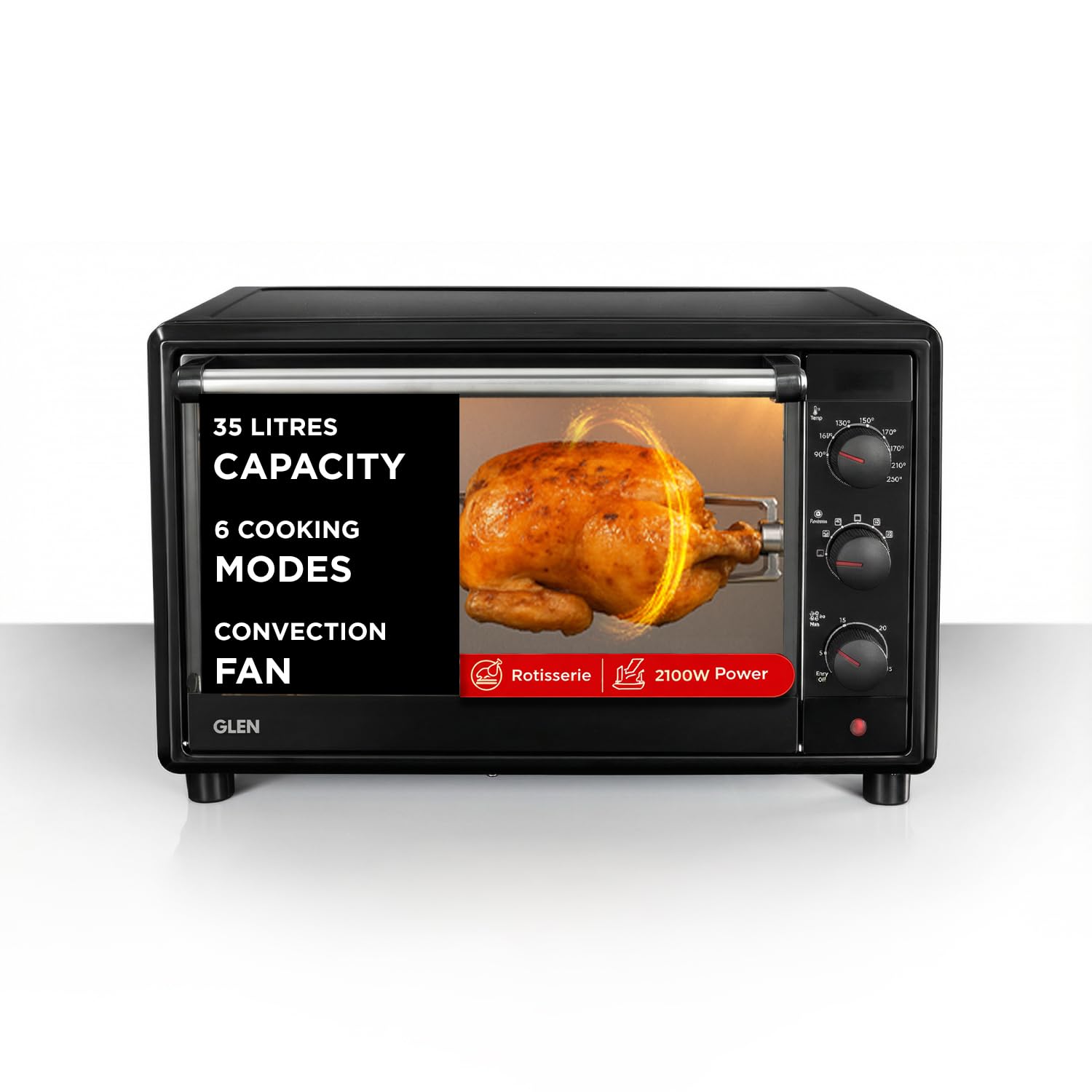 Glen Multi-Function Otg For Kitchen 35 Litre, 2100W, Oven Toaster Griller With 6 Heating Modes, Rotisserie, Convection Fan, Temp