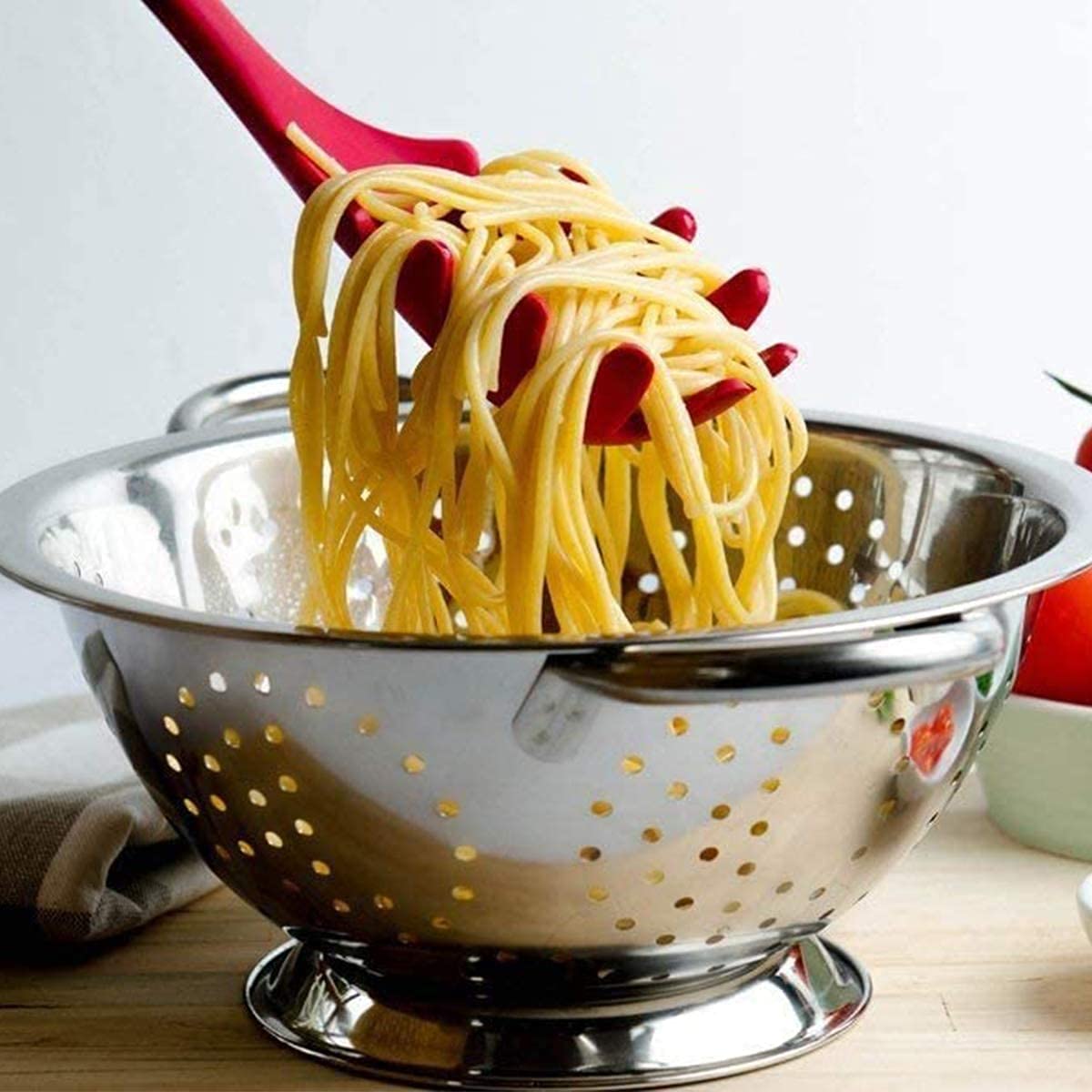 Armrouns Silicone Pasta Fork (11.2''), 2-Pack Spaghetti Server Spoon Heat Resistant 600F, Food Grade Pasta Spoon, Bpa Free, Nood