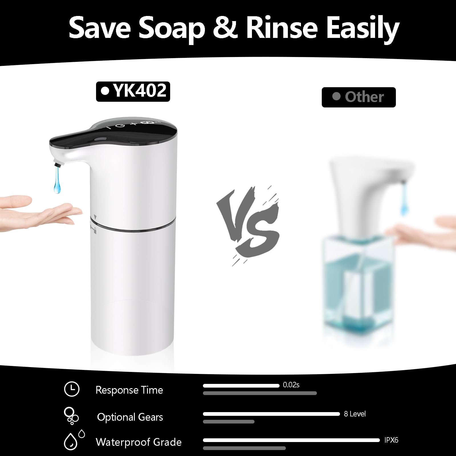 Yikhom Automatic Liquid Soap Dispenser With Auto Clean, 15.37 Oz Touchless Hand Soap Dispenser, 8 Volume Control For Gel & Liqui
