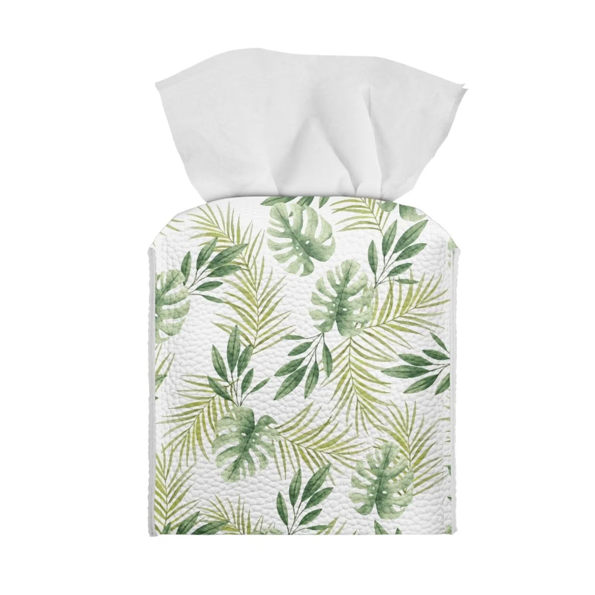 Tutolipy Tropic Leaves Monstera Print Tissue Box Cover Square Tissue Holder Pink Facial Paper Holder For Bathroom Vanity Counter