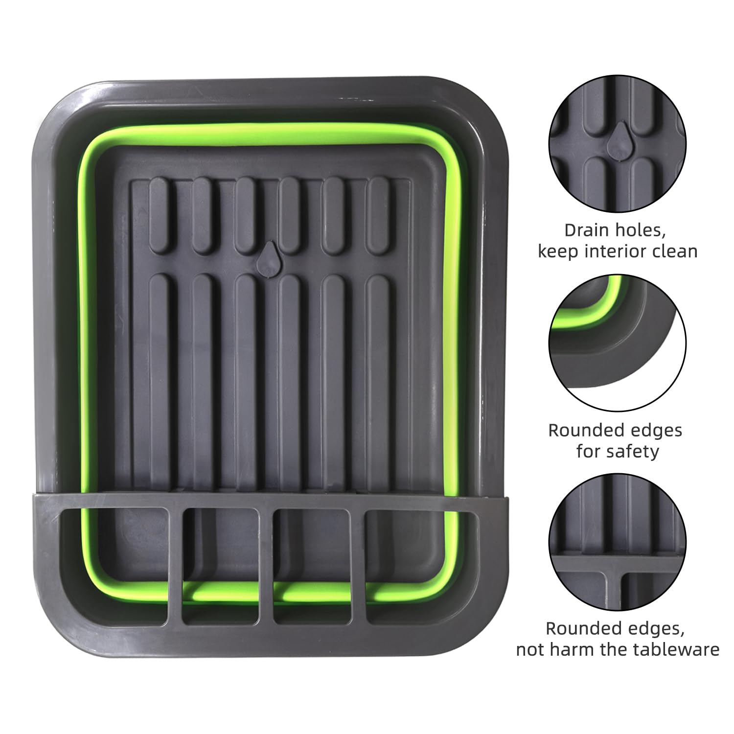 Thanstar Collapsible Dish Drying Rack For Rv Campers Portable Dinnerware Drainer Organizer For Kitchen Travel Trailer-Green